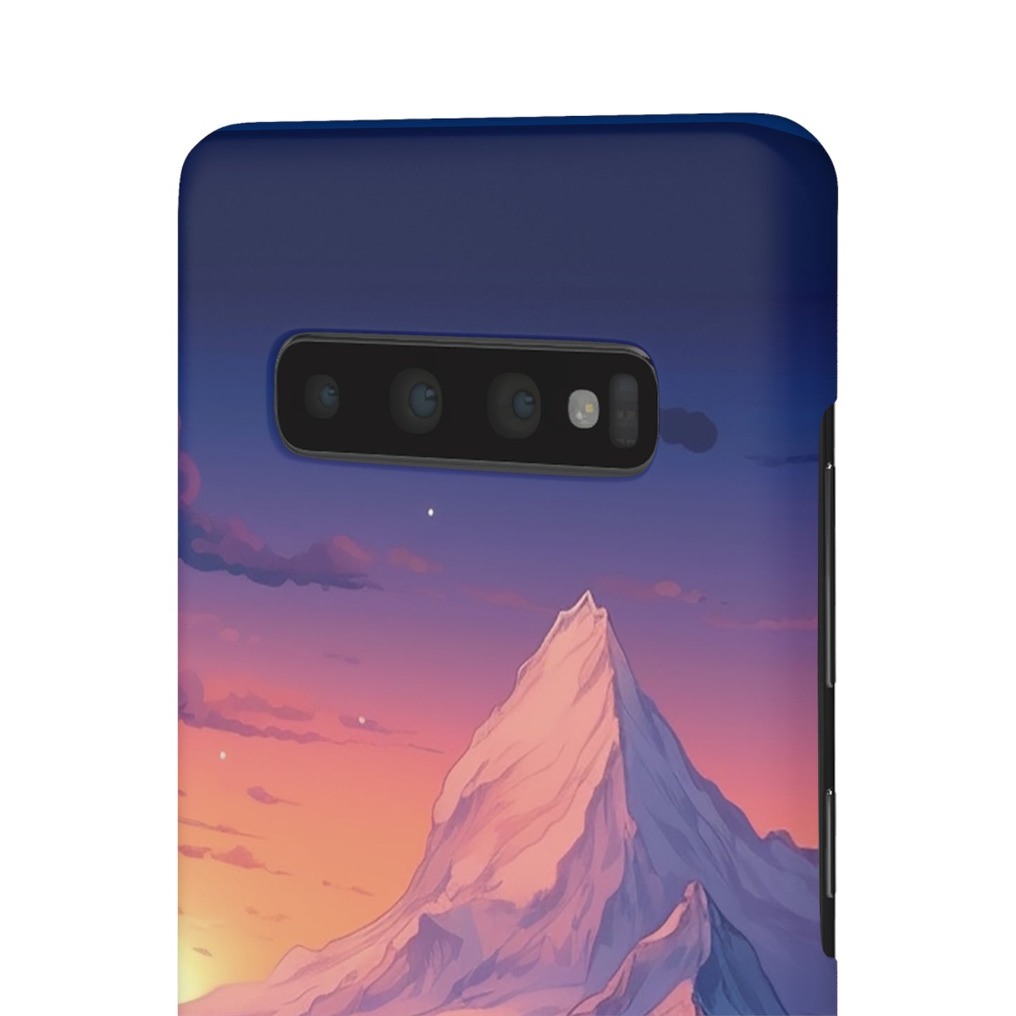 Snowy Mountain Landscape Sunset Phone Case - Discover Serenity with a Charming Mountain Village