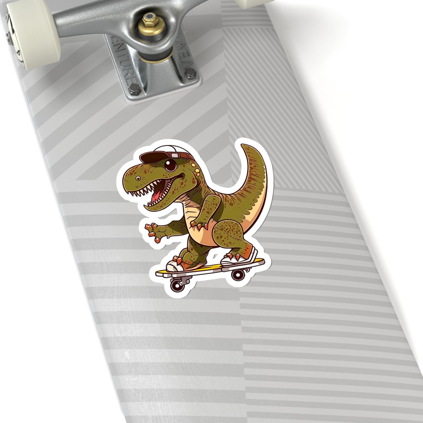 Kawaii T-Rex Skating Sticker - Add Some Cute and Fun Style to Your Tech