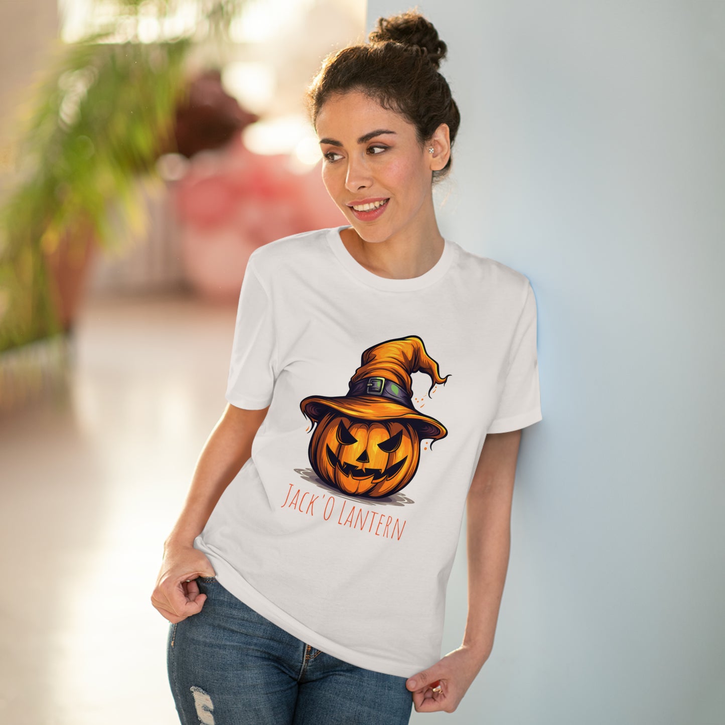 Eco-friendly Jack O Lantern Tee: Funny Pumpkin Halloween Sorcerer Edition