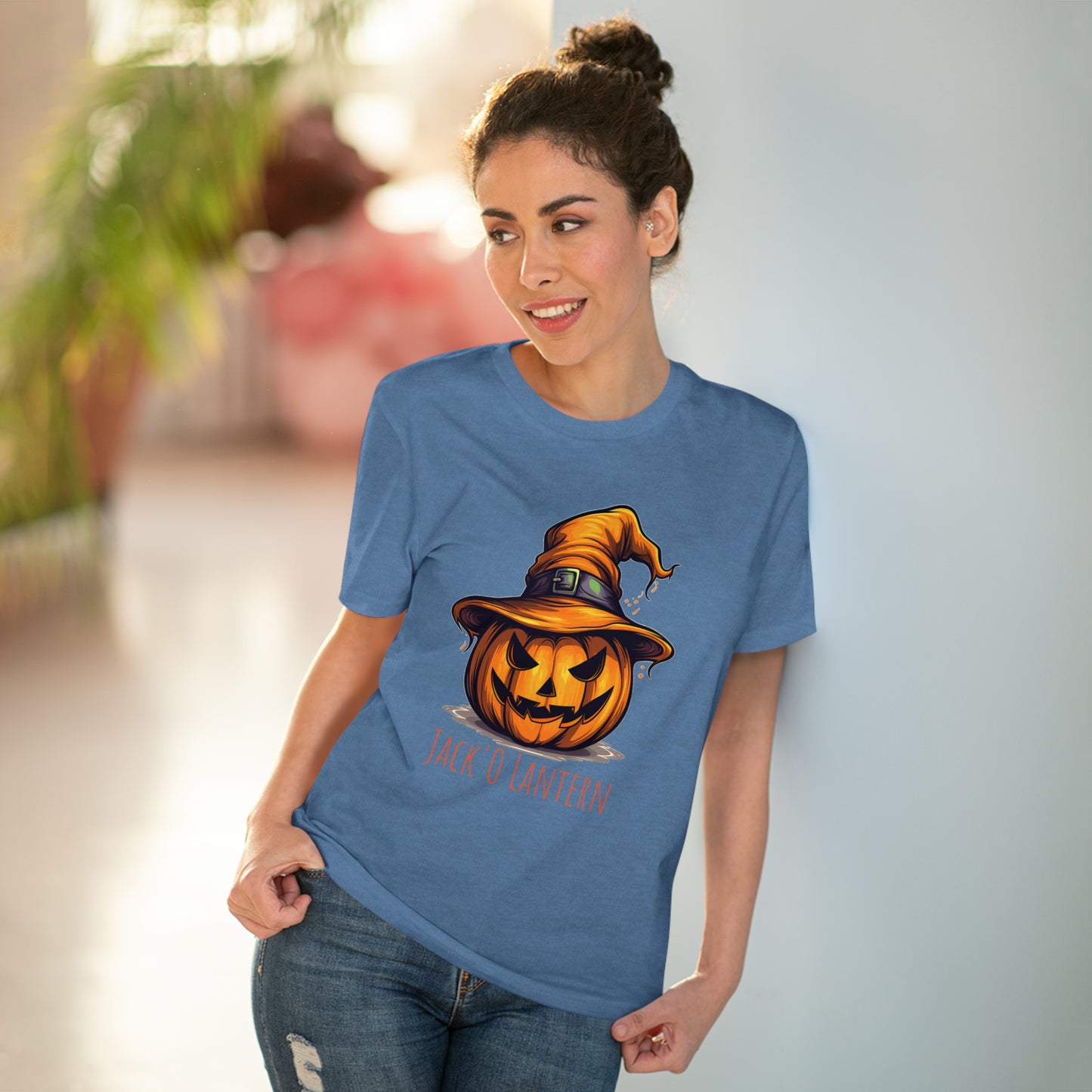 Eco-friendly Jack O Lantern Tee: Funny Pumpkin Halloween Sorcerer Edition