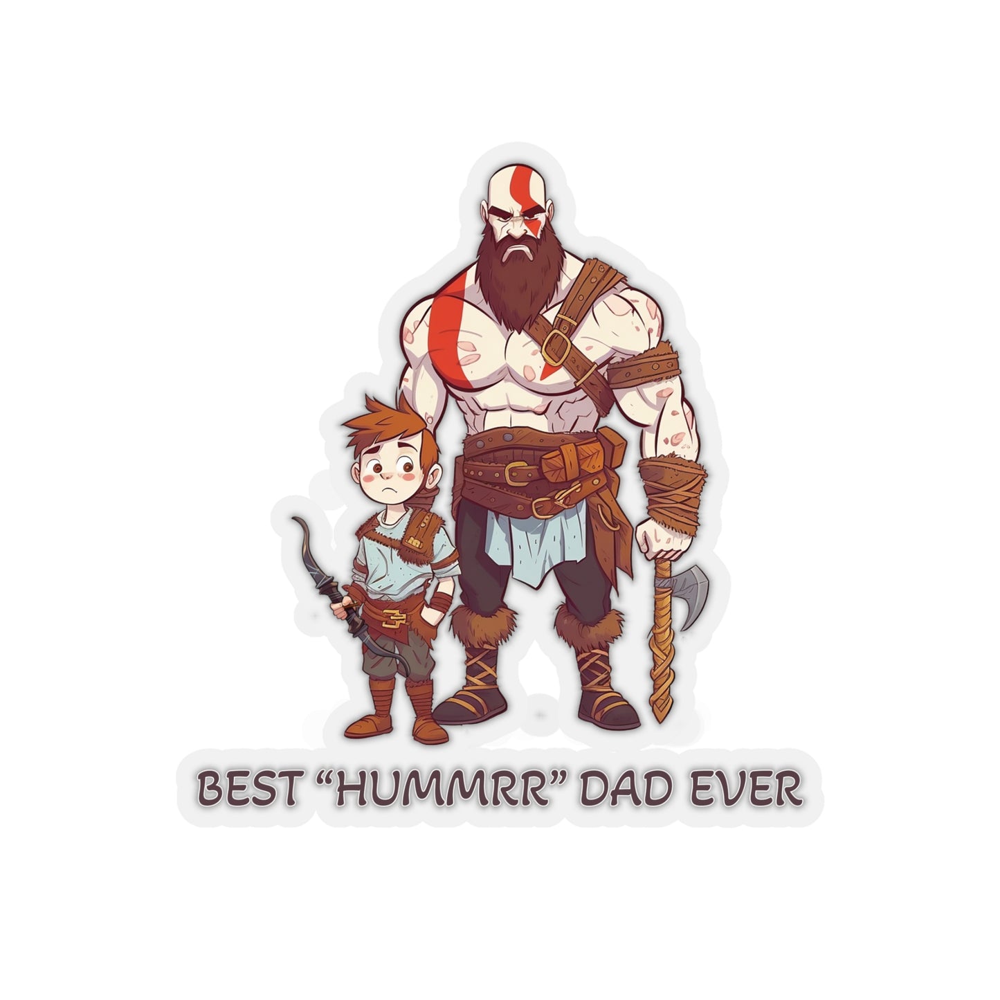 Kratos - God of War Sticker - BEST Hummrr Dad Ever - Celebrate Father's Day with Adorable Style and Playful Message