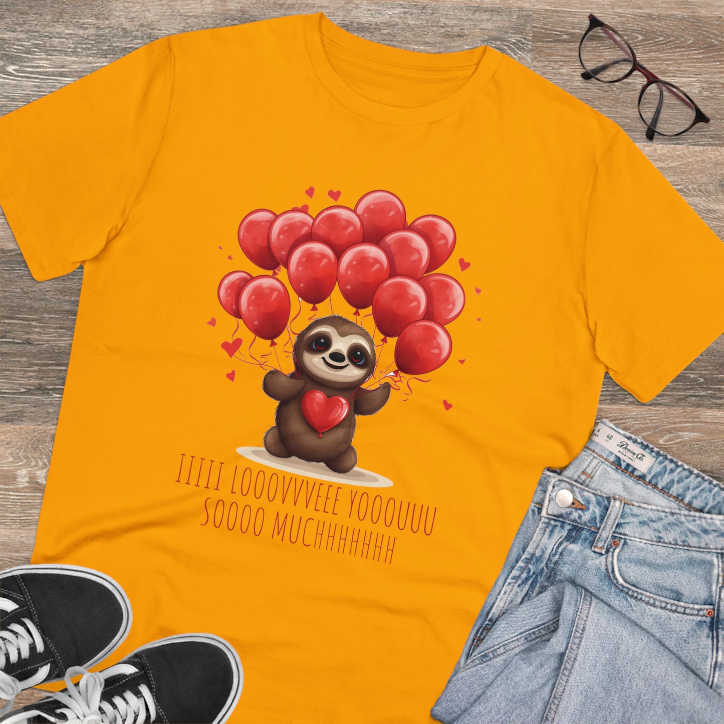 Sloth Love Balloon Tee - Eco-Friendly Slow Love Shirt - Valentine's Day Special