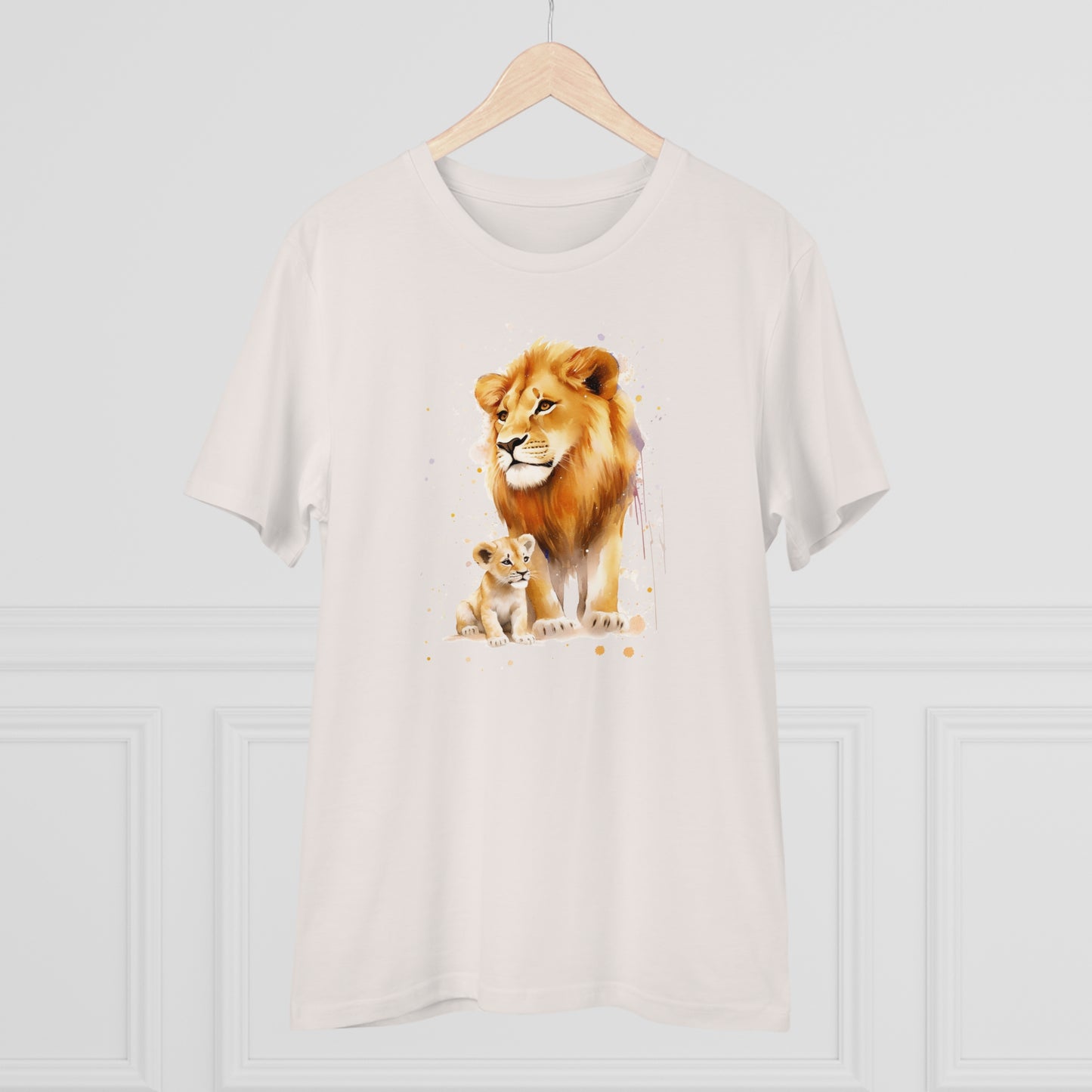Lion King and Son Watercolor T-Shirt - Celebrate Father's Day with Nature's Majesty