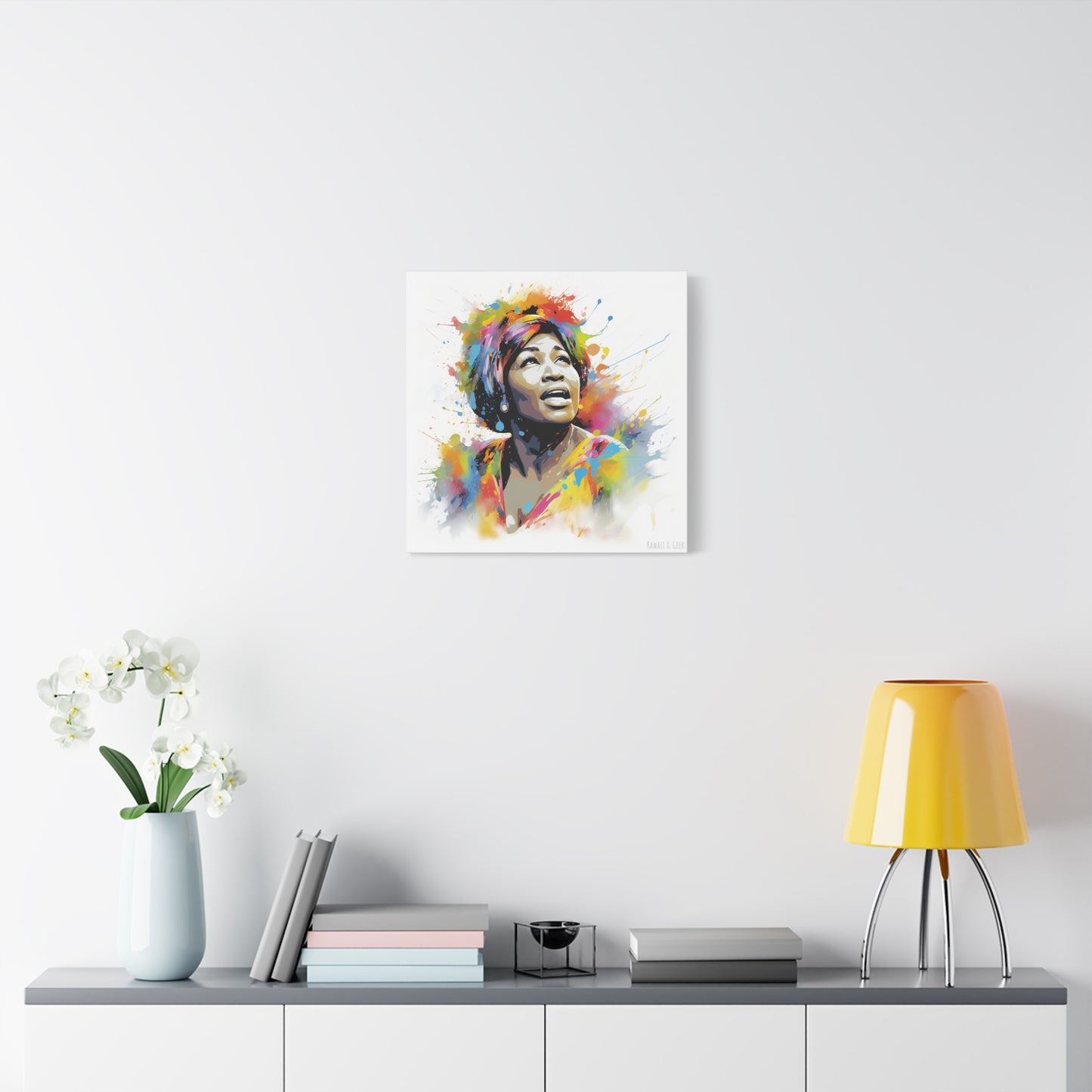 Aretha Franklin Watercolor Cotton Canvas