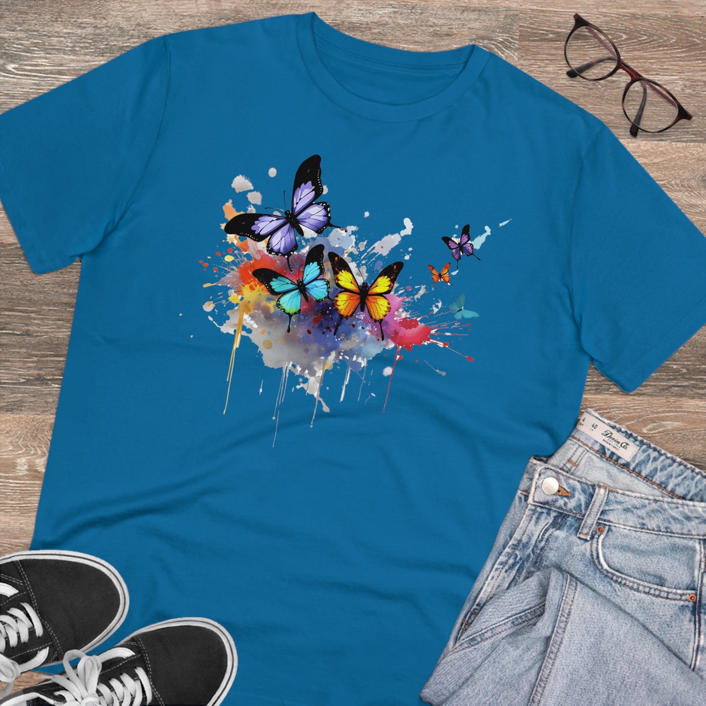 Butterflies Eco-Friendly T-Shirt - Embrace Nature's Vibrant Beauty in Watercolor Style