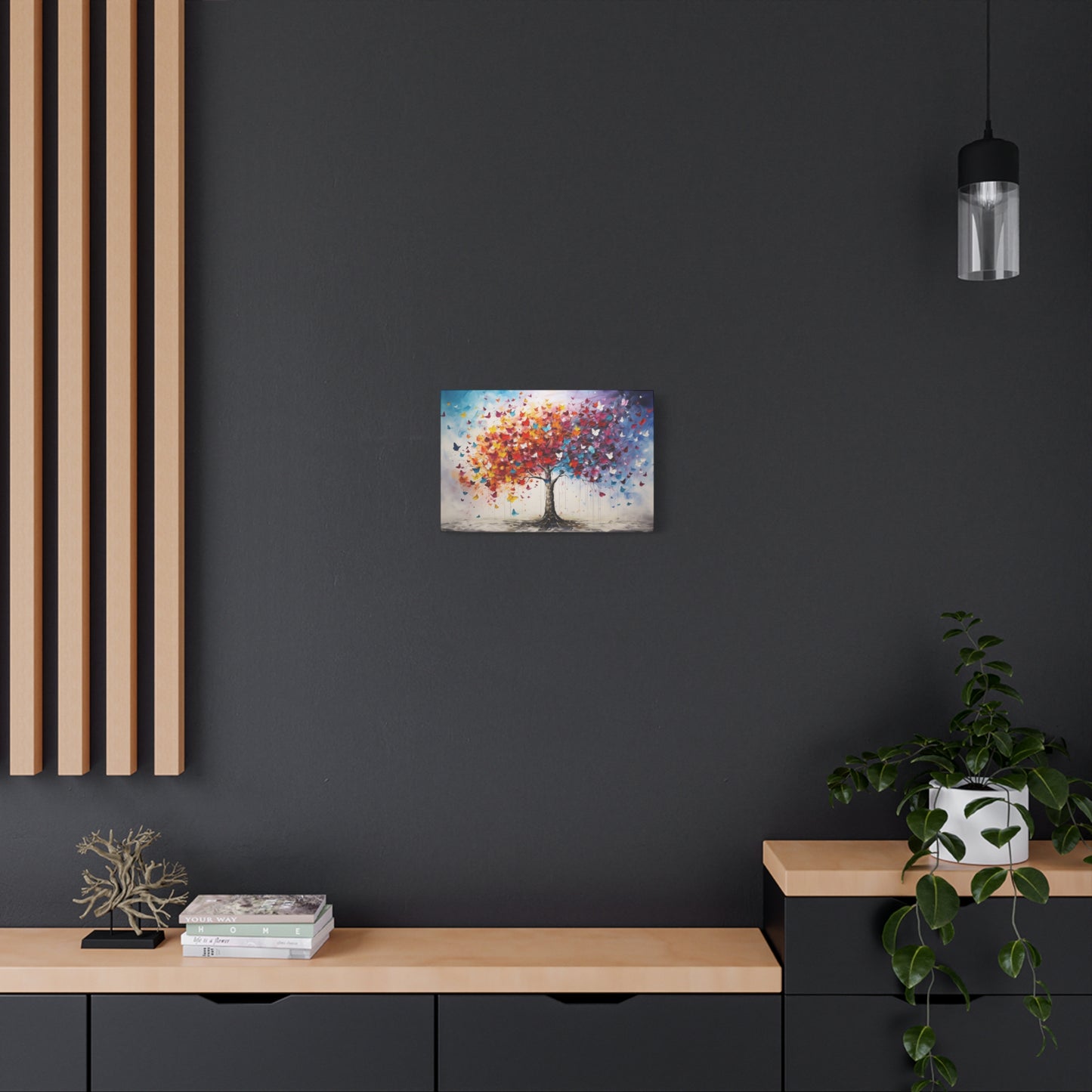 Vibrant Butterfly-Leaf Explosion Premium Cotton Canva