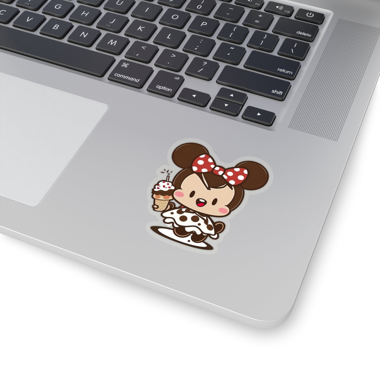 Kawaii Little Girl Eating an Ice Cream with Minnie Style Sticker - Add Some Adorable and Sweet Style to Your Tech