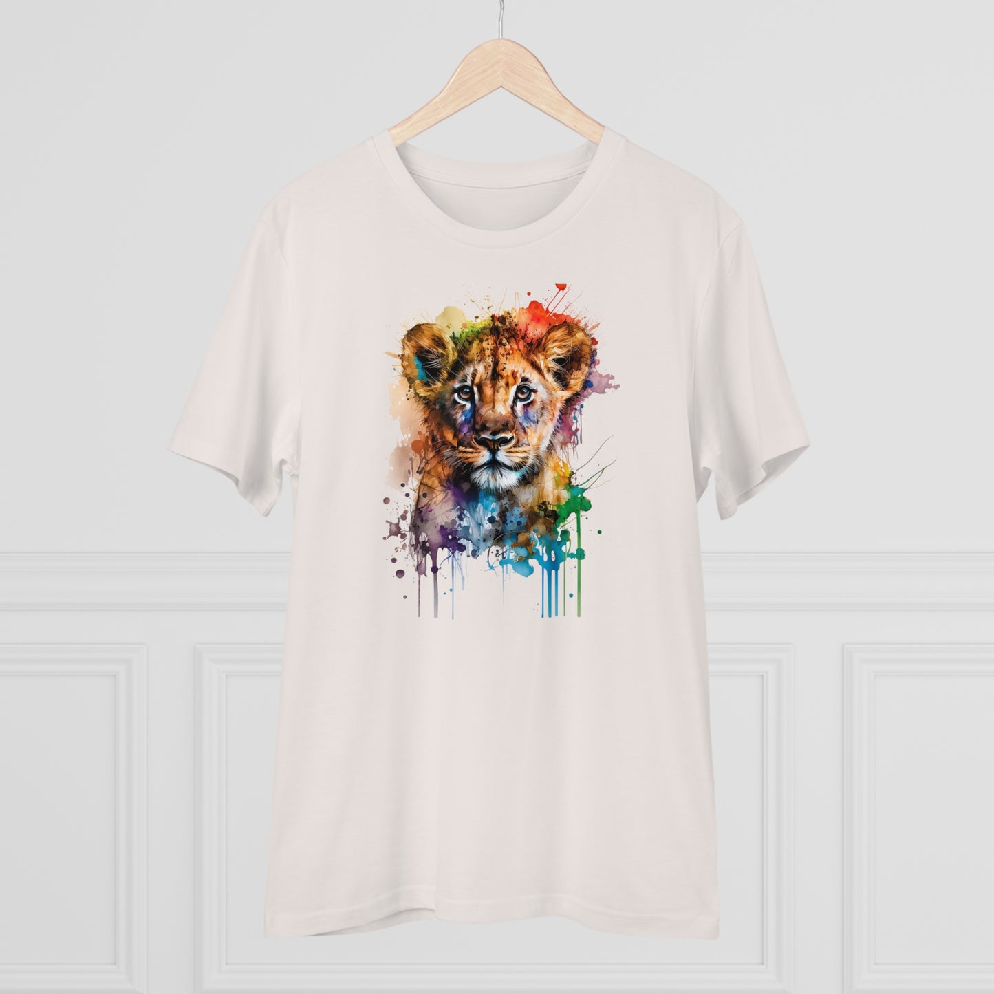 Cute Lion Cub in Watercolor Style Organic Unisex T-Shirt - Add Some Adorable and Eco-Friendly Style to Your Wardrobe