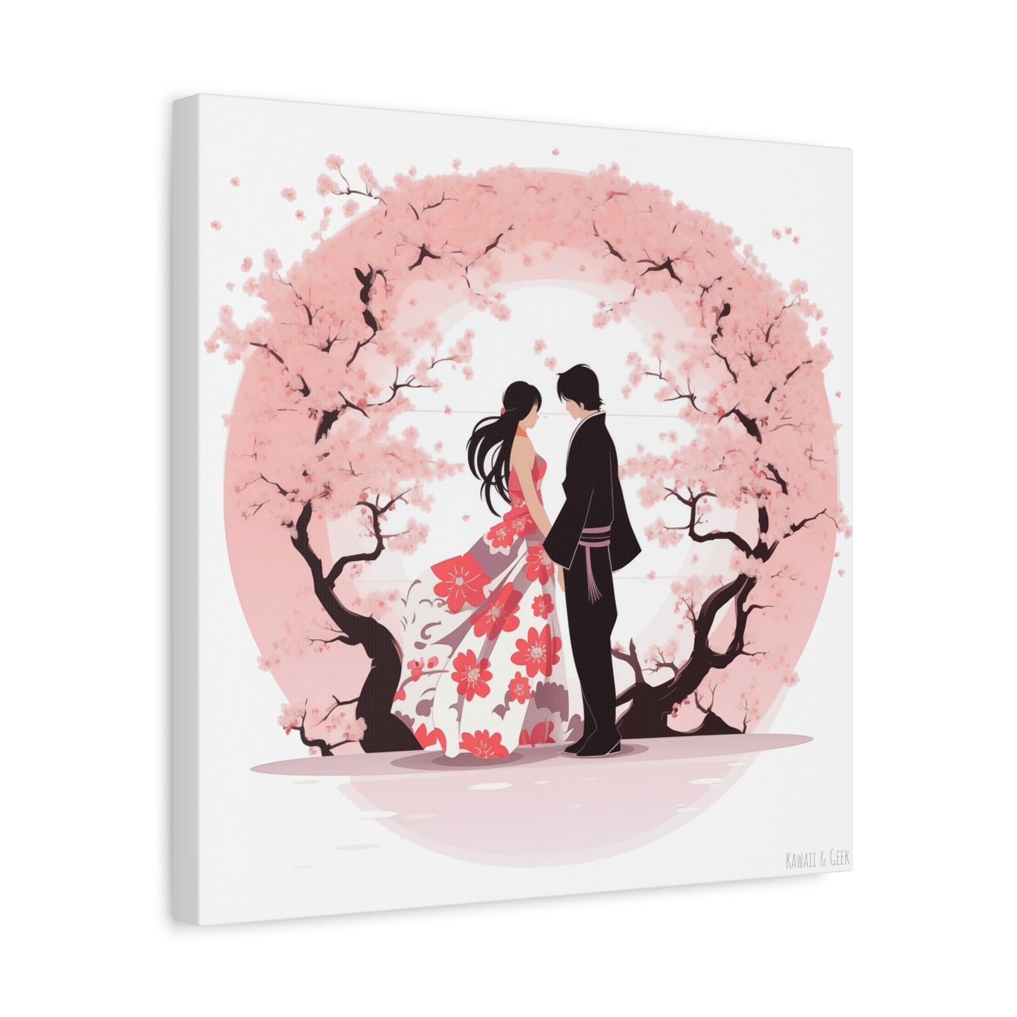 Cherry Blossom Love Canvas - Japanese Couple Art - Valentine's Day special