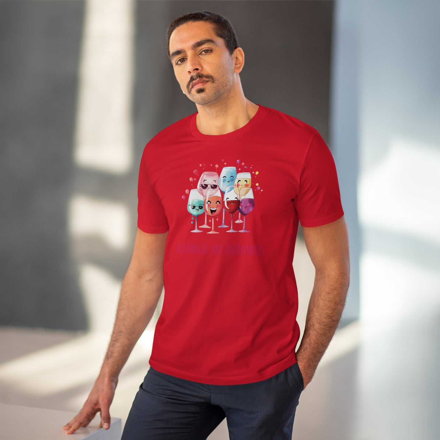 Eco-Friendly 'Alcoholic Not Anonymous' T-Shirt - Kawaii Wine Party Design, Unisex
