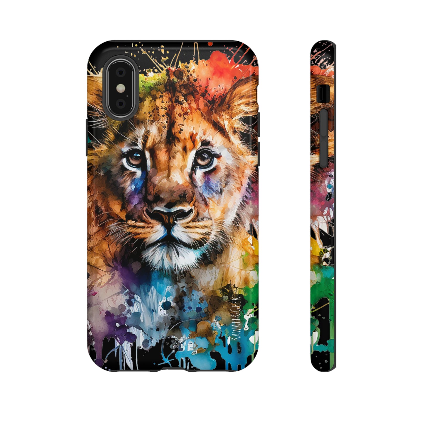 Watercolor Lion Cub Tough Phone Case - iPhone 15 compatible