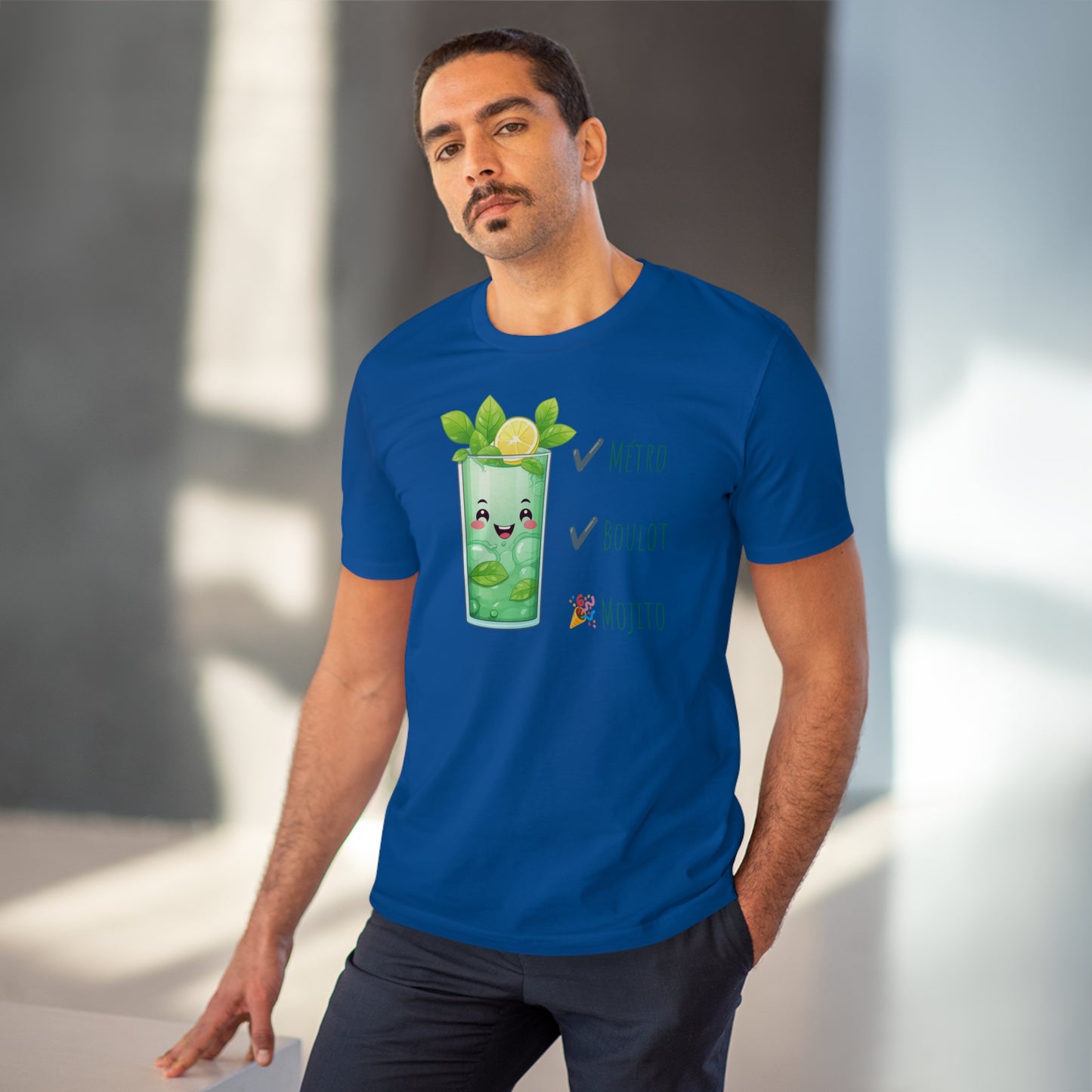 Métro, Boulot, Mojito T-Shirt - Cute Smiling Mojito Glass Design
