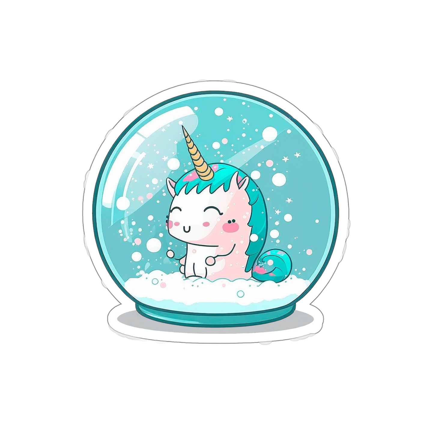 Kawaii Unicorn in Snowball Sticker - Add Some Cute and Whimsical Style to Your Tech
