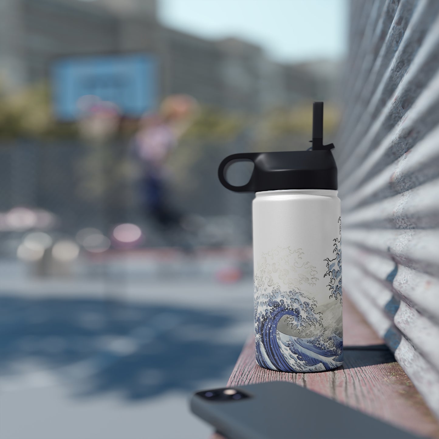 Waves inspired by Hokusai : Stainless Steel Artistic Bottle