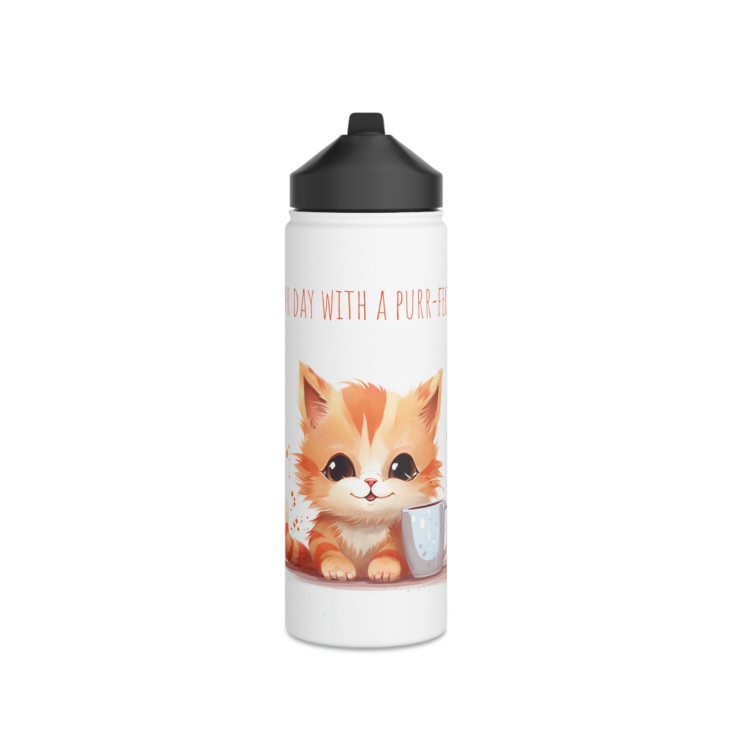 Cute cat Stainless Steel Bottle: Cat & Drink Delight, Purr-fect Morning