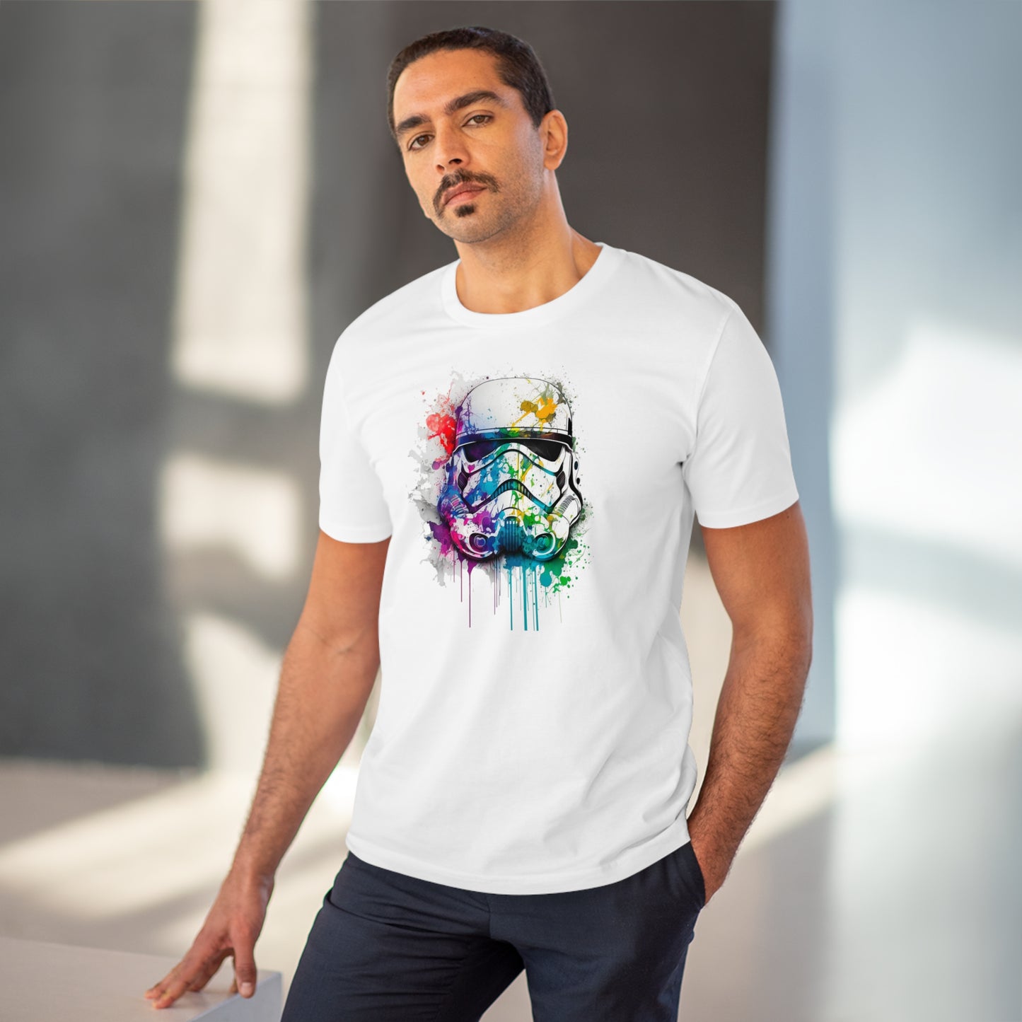Storm Trooper in Watercolor Style Organic Unisex T-Shirt - Add Some Unique and Eco-Friendly Style to Your Wardrobe