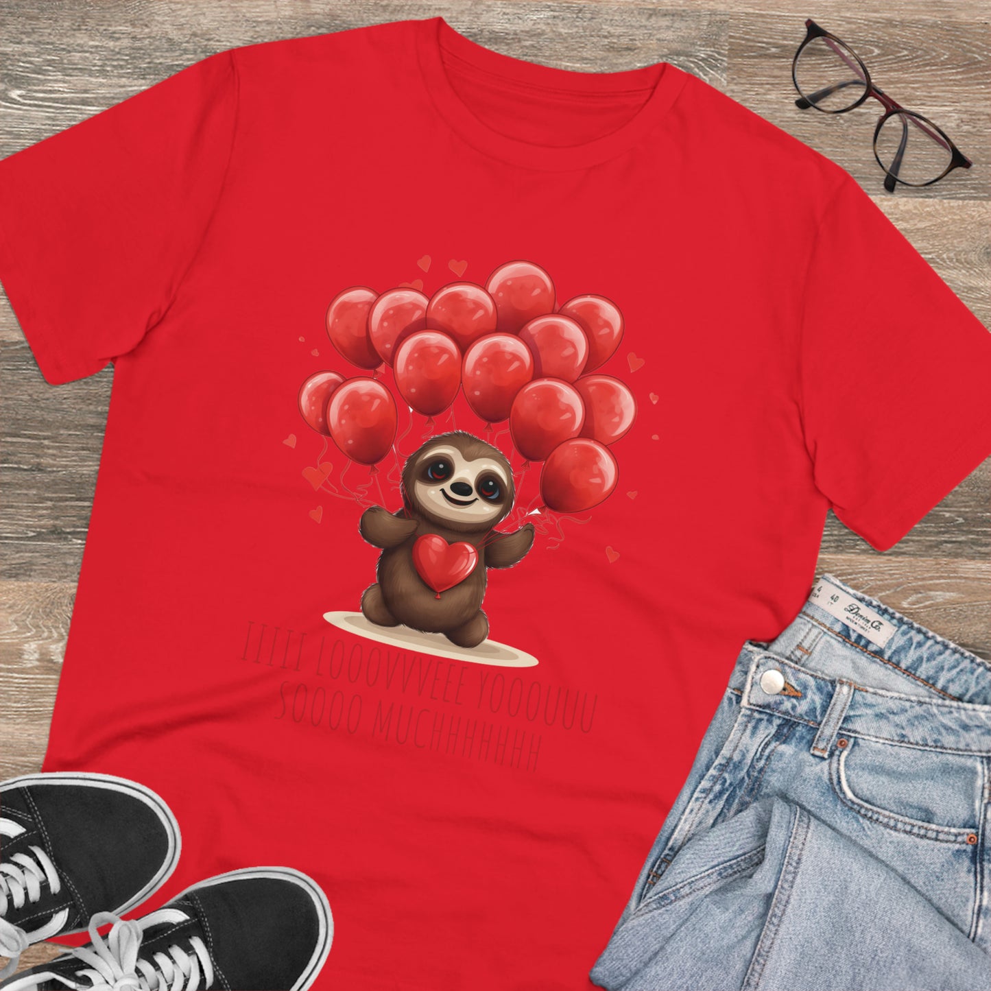 Sloth Love Balloon Tee - Eco-Friendly Slow Love Shirt - Valentine's Day Special