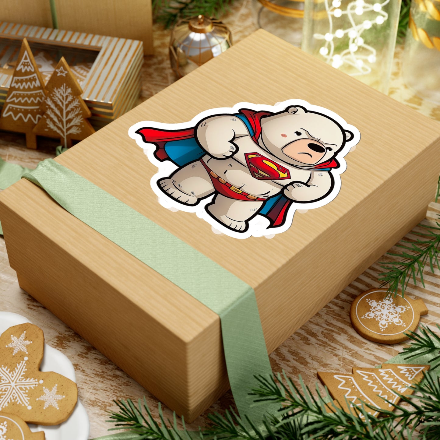 Majestic and Powerful Superman Polar Bear Sticker - Stand Strong with this Heroic Arctic Bear