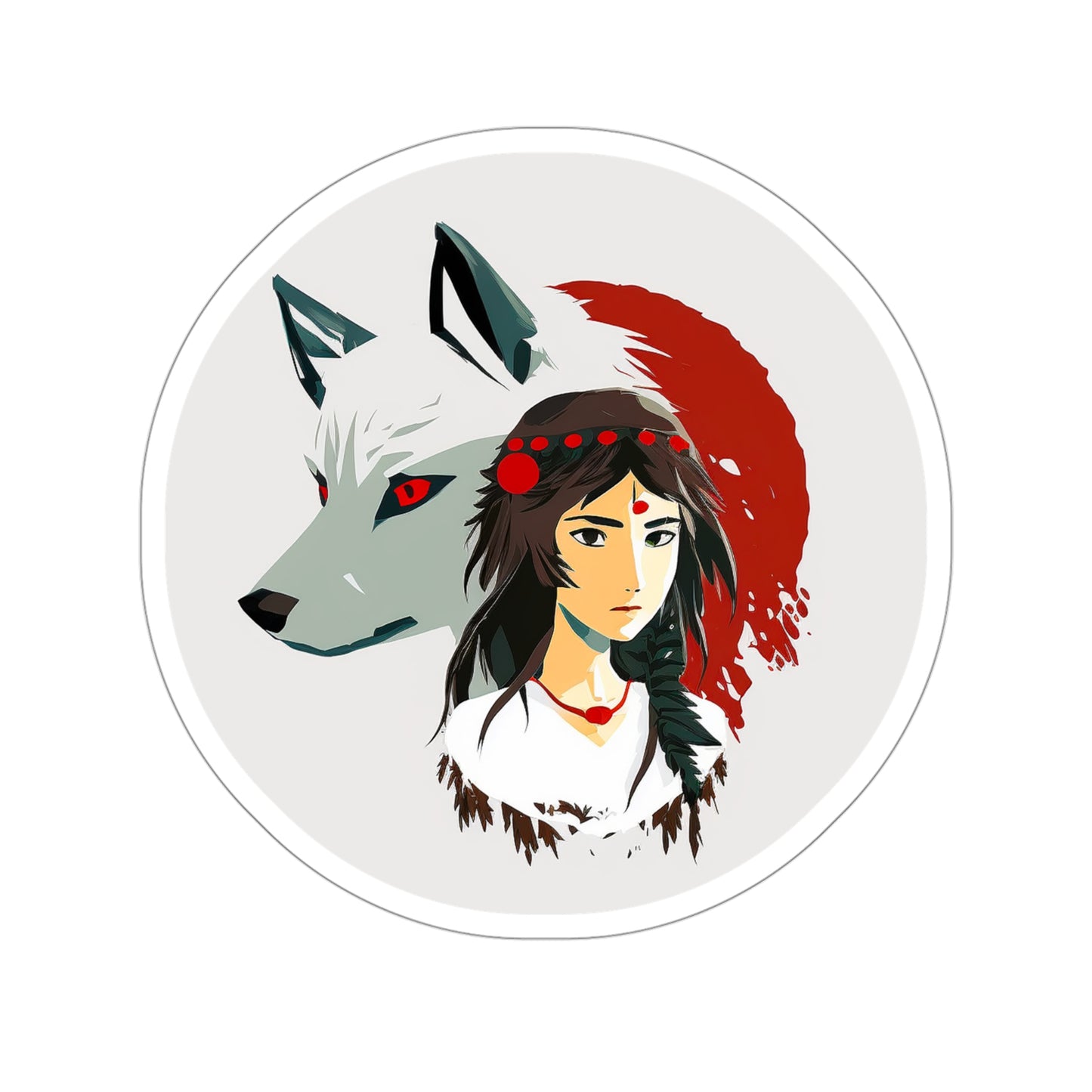 Princess Mononoke and Her Wolf Sticker - Add Some Unique and Striking Style to Your Tech