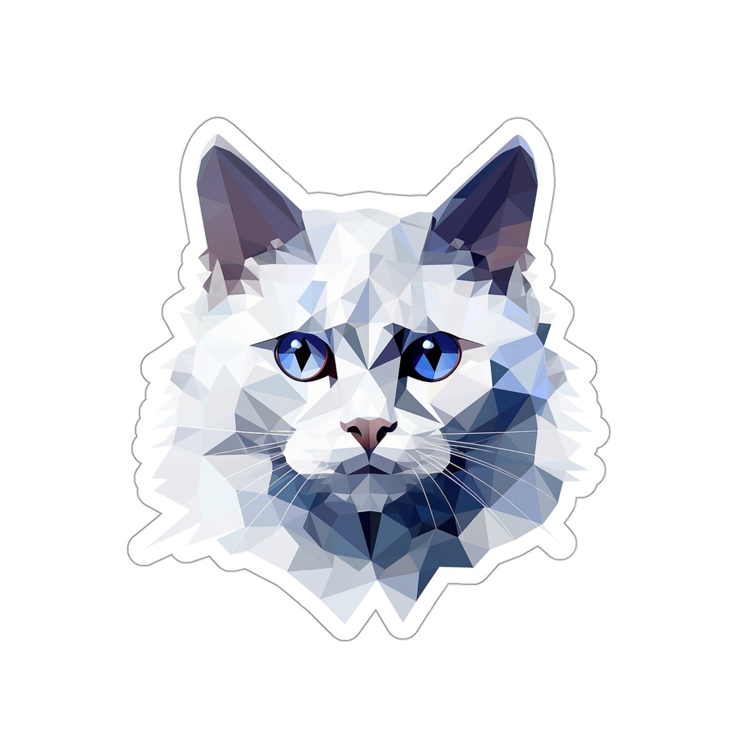 Angora Cat Sticker - Softness in Geometric Harmony