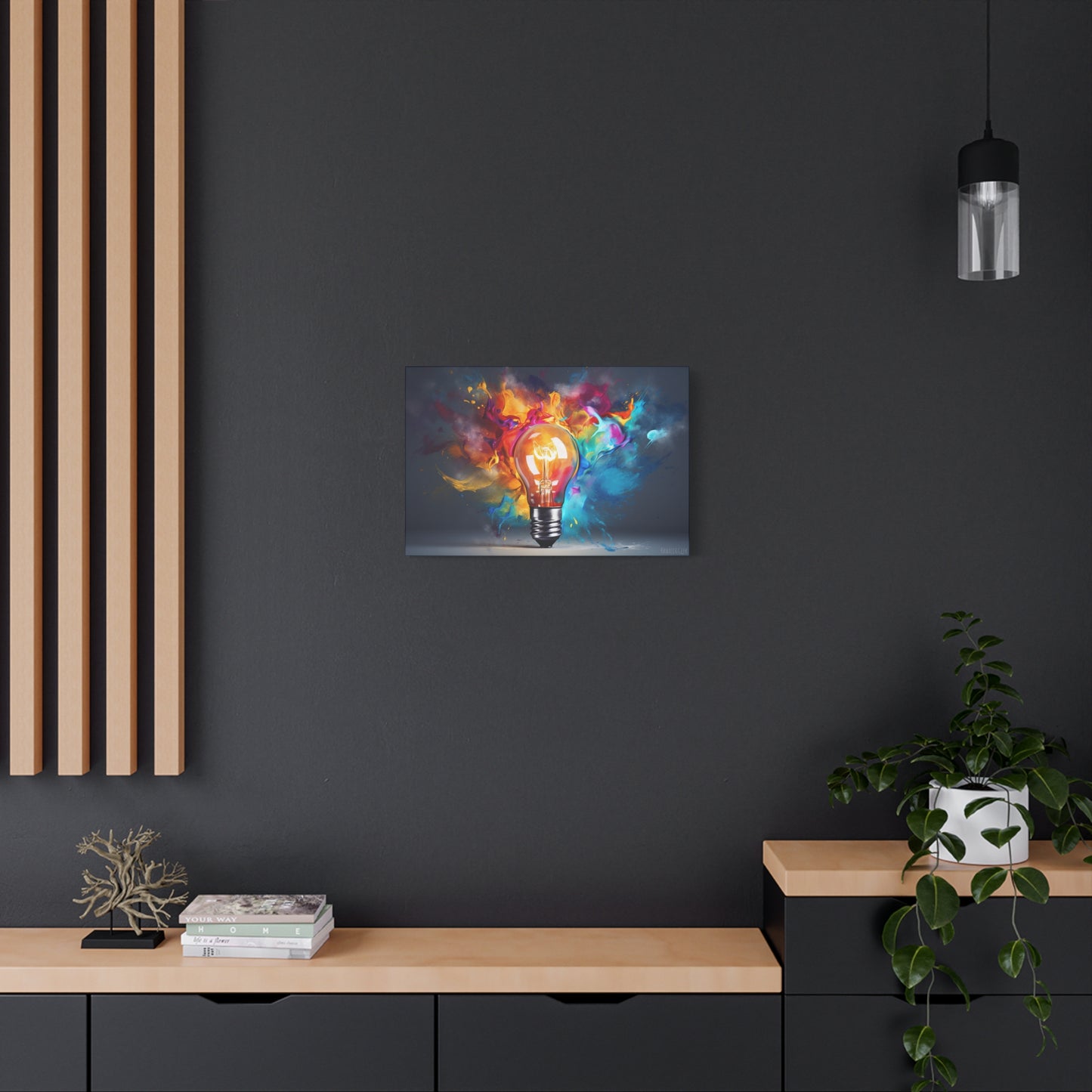 Innovative Lightbulb Explosion: Vibrant Paint Colors on Premium Cotton Canvas