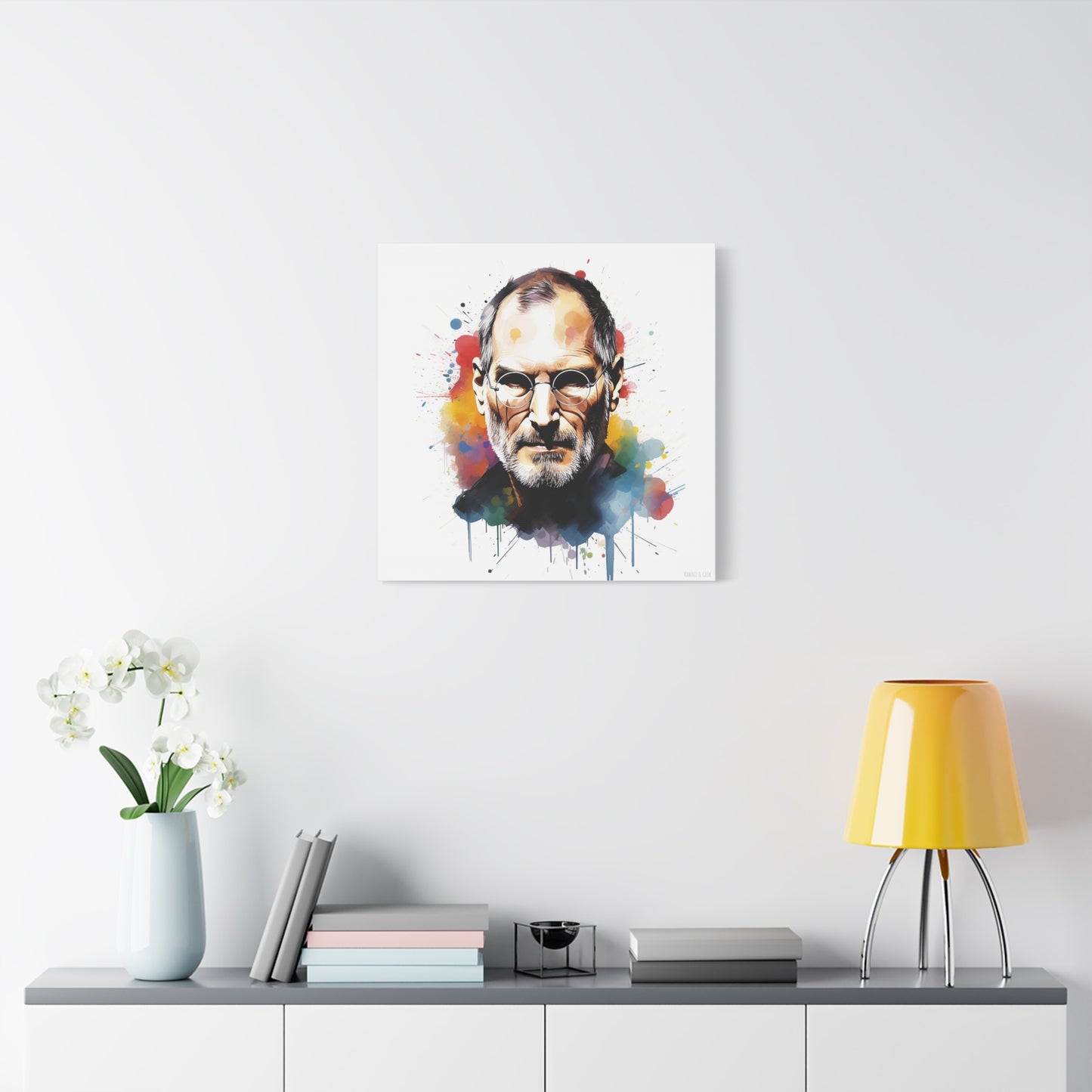 Steve Jobs Watercolor Mastery Cotton Canvas