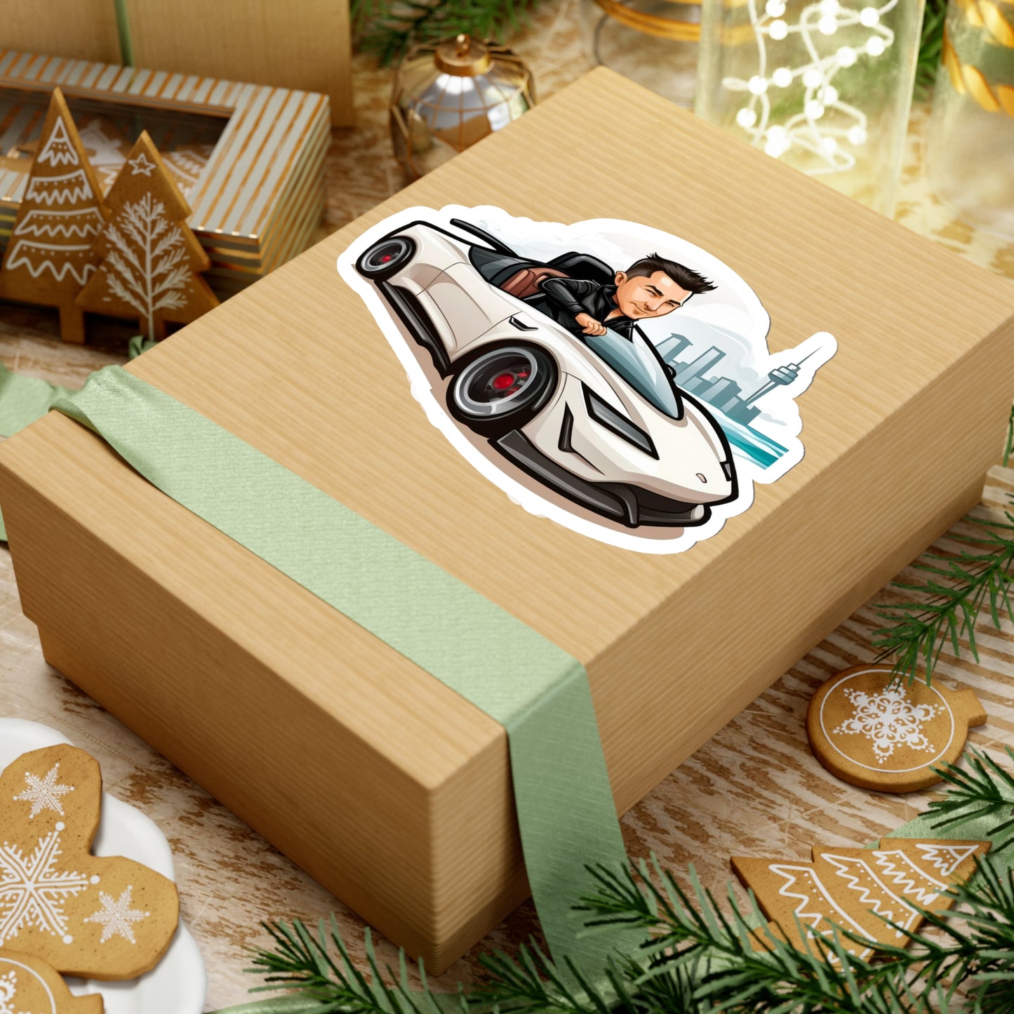 Elon Musk in White Tesla Roadster Sticker - Add Some Unique and Bold Style to Your Tech