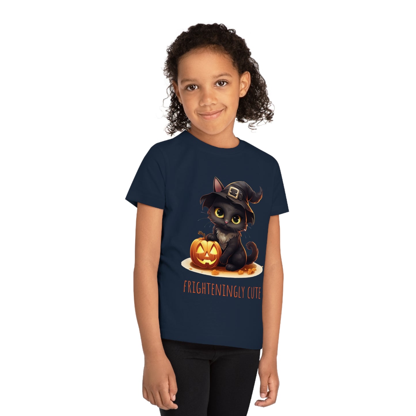Frighteningly Cute: Halloween Black Cat Eco-Friendly Kids T-shirt