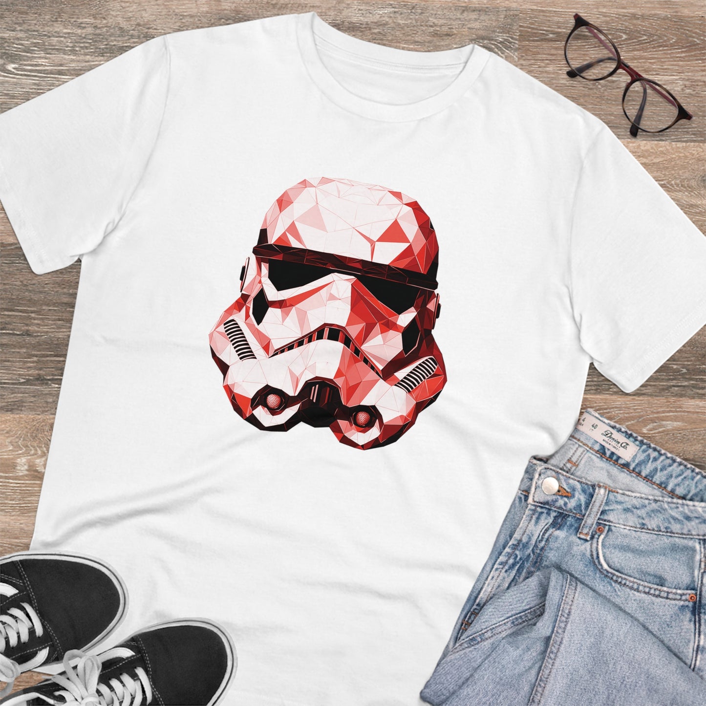 Stormtrooper Polygonal T-Shirt - Red Edition - Embrace Galactic Precision - Star Wars