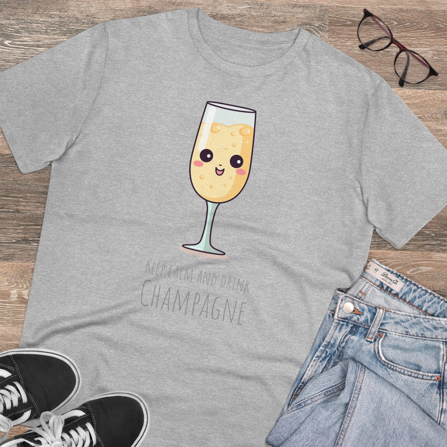 Keep Calm and Drink Champagne T-Shirt - Eco-Friendly Design