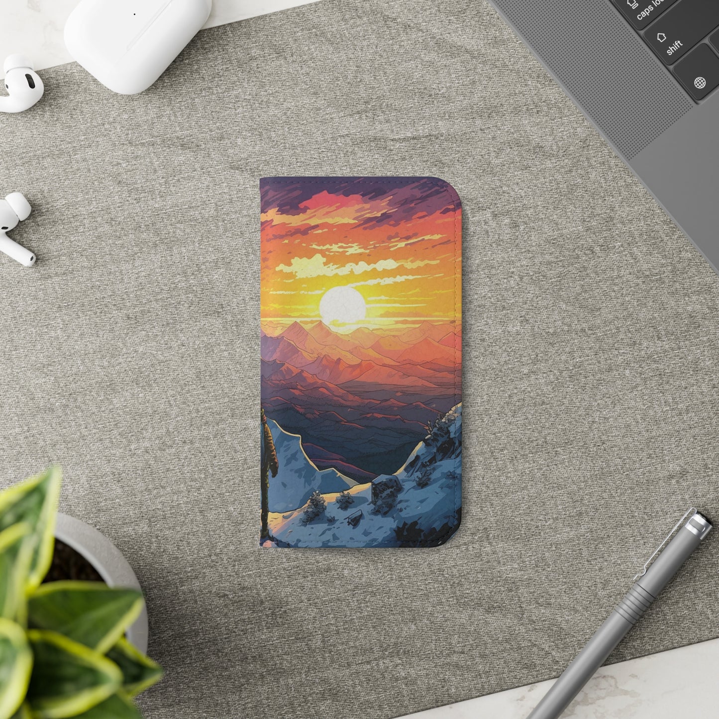Snowy Mountain Landscape Sunset Flip Phone Case - Embrace the Beauty of Nature on Your Device