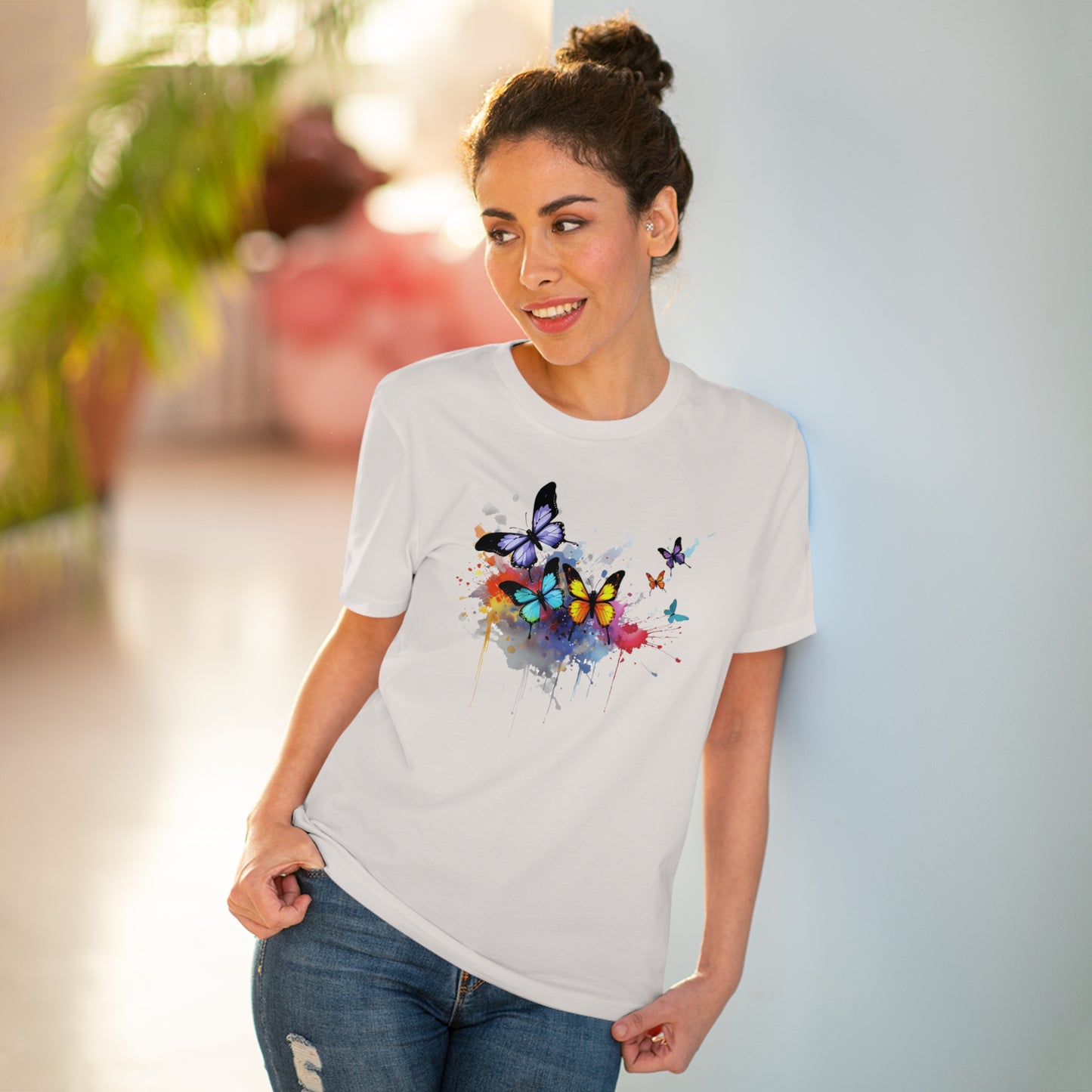 Butterflies Eco-Friendly T-Shirt - Embrace Nature's Vibrant Beauty in Watercolor Style