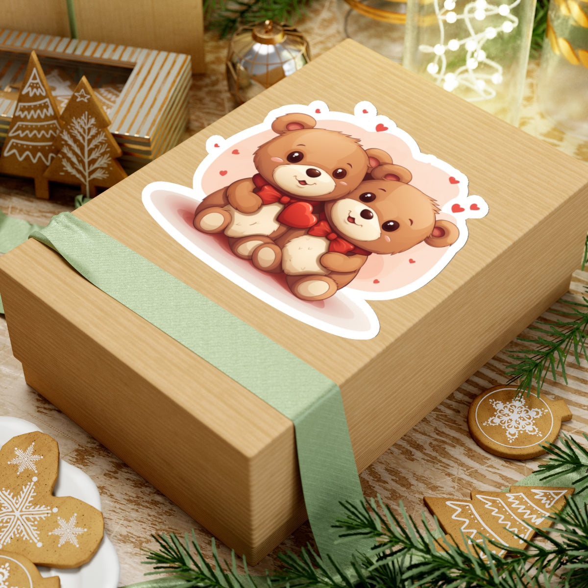 Valentine's Teddy Bear Heart Sticker