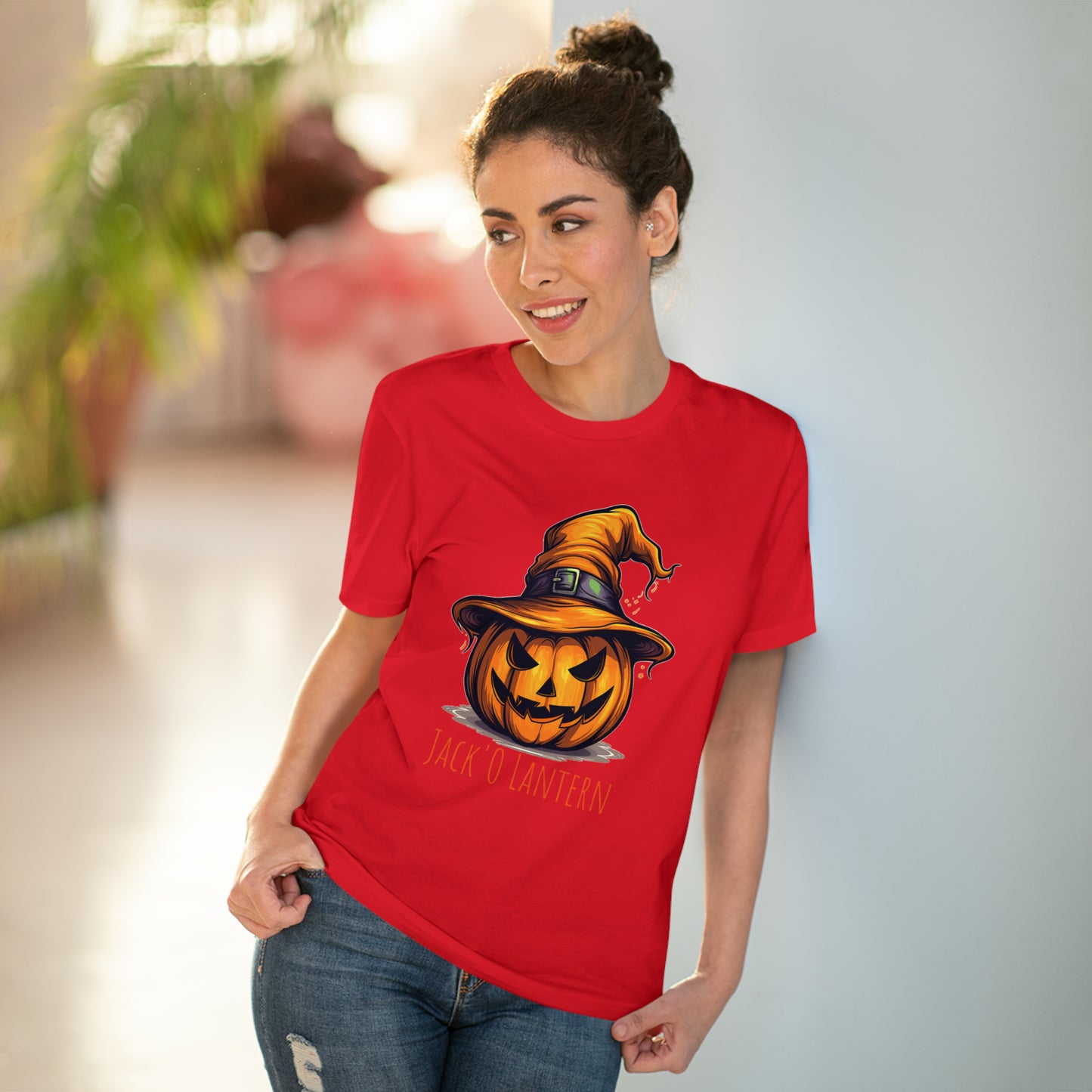 Eco-friendly Jack O Lantern Tee: Funny Pumpkin Halloween Sorcerer Edition