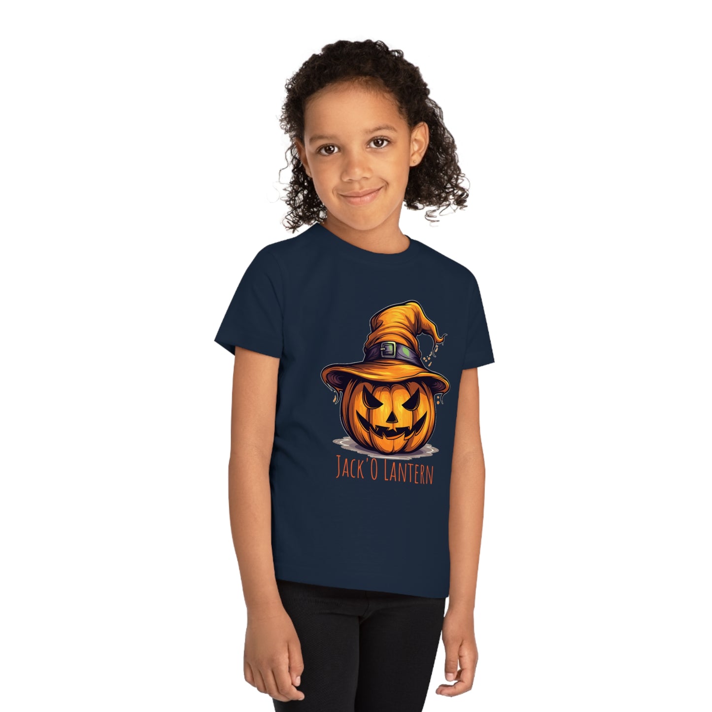 Eco-friendly Halloween Kids Tee: 'Jack O Lantern' Pumpkin Sorcerer Fun