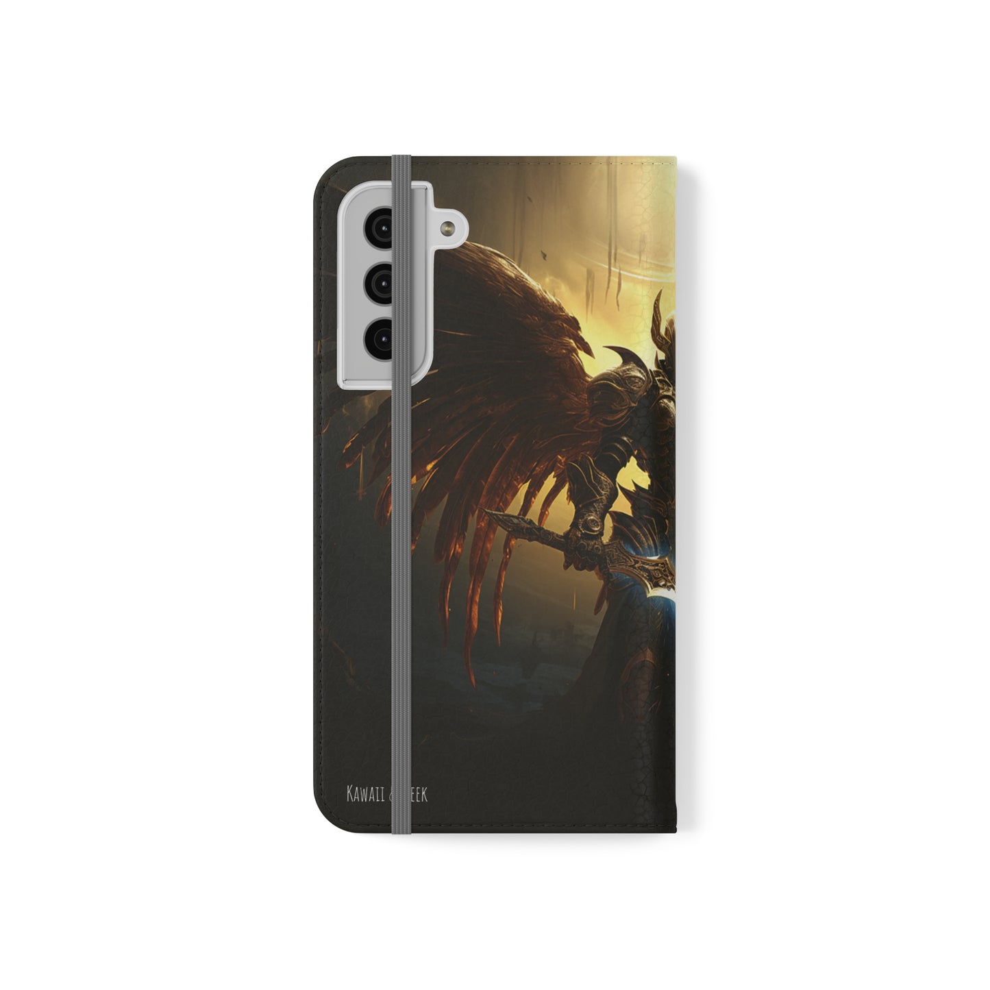 Dark Angel Flip Phone Case: Guardian with Sword