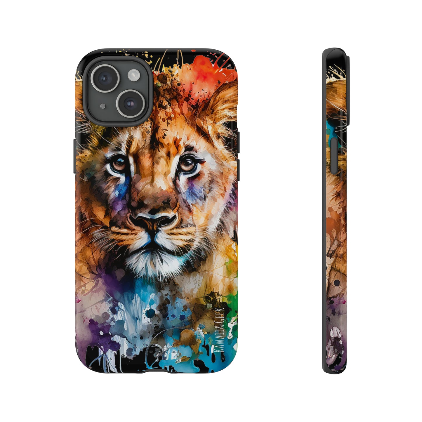 Watercolor Lion Cub Tough Phone Case - iPhone 15 compatible
