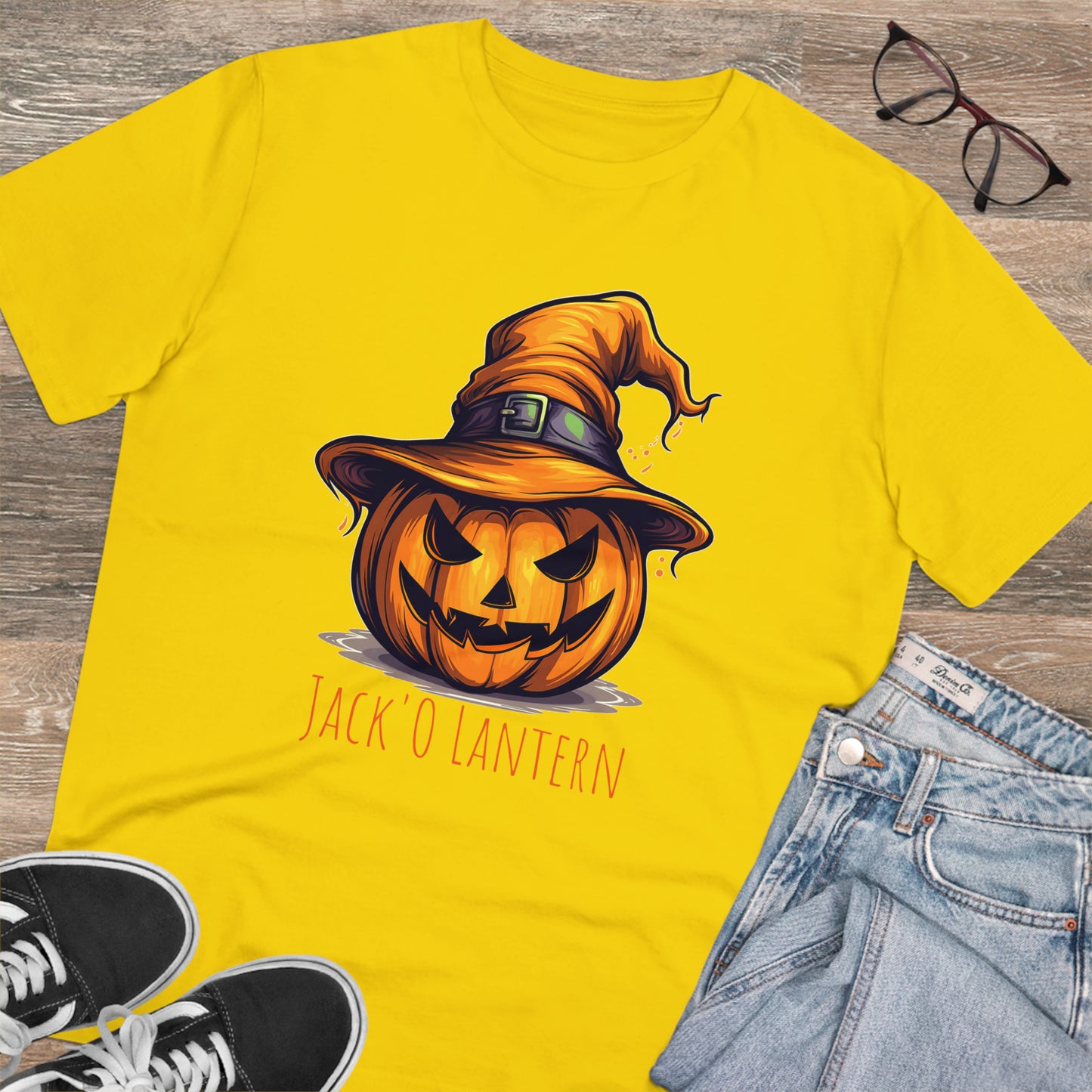 Eco-friendly Jack O Lantern Tee: Funny Pumpkin Halloween Sorcerer Edition