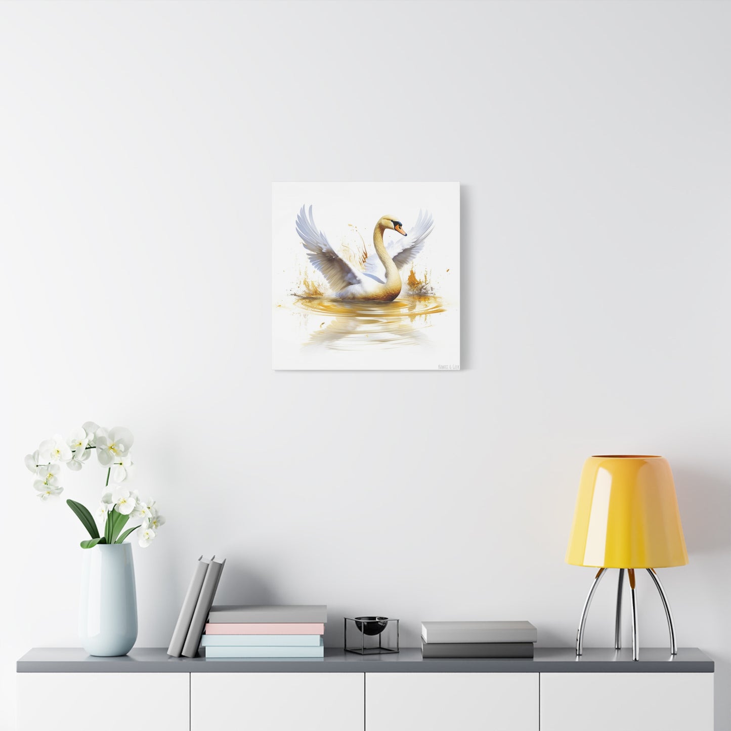 Majestic White Swan Watercolor Canva - Capture the Elegance of Nature in Art