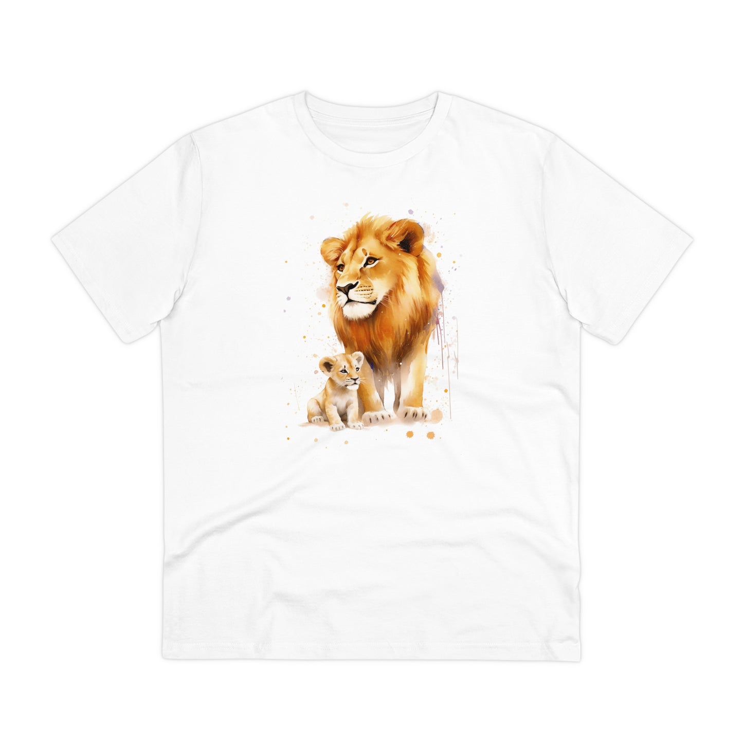 Lion King and Son Watercolor T-Shirt - Celebrate Father's Day with Nature's Majesty