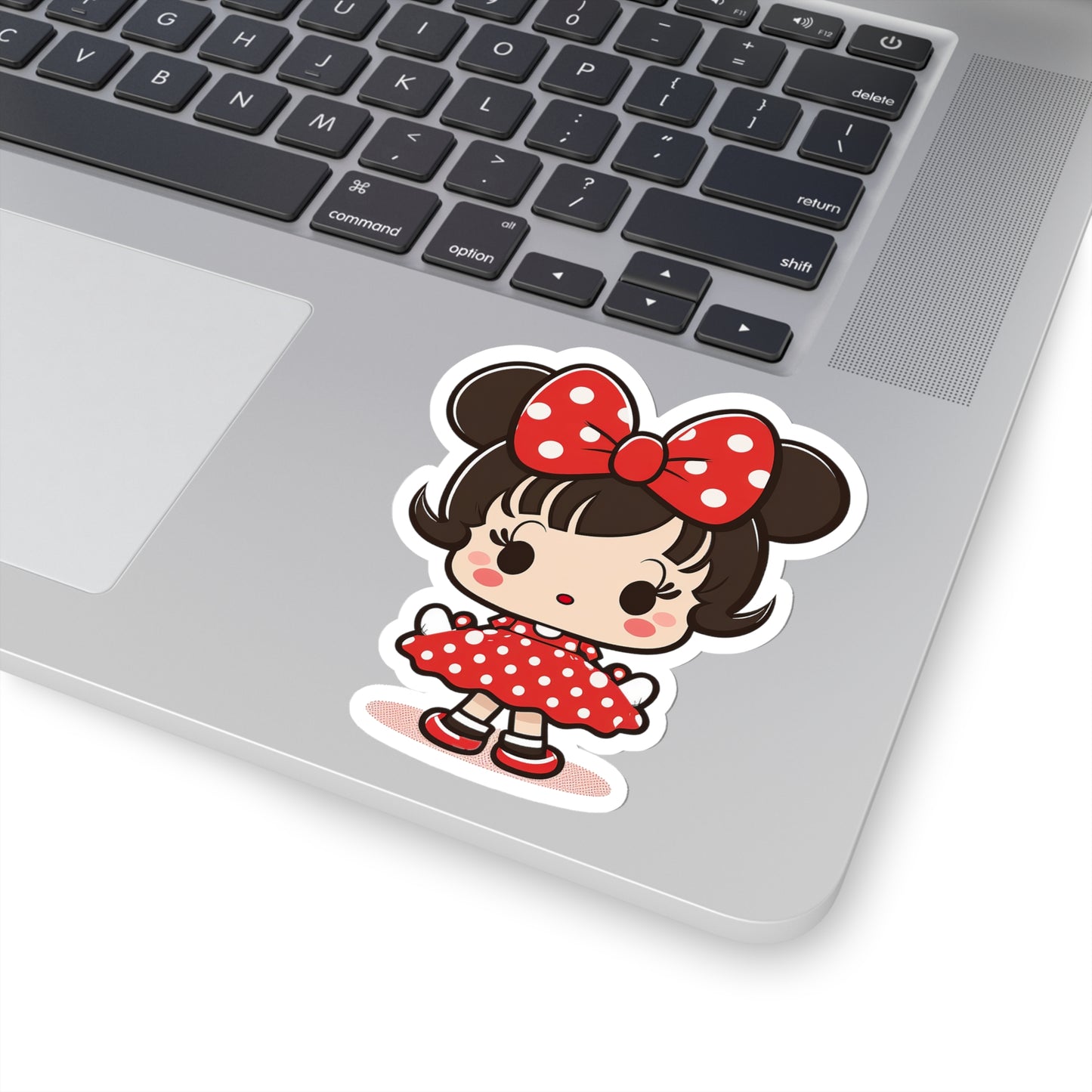 Kawaii Little Girl with Minnie Style Sticker - Add Some Cute and Adorable Style to Your Tech