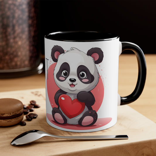 Panda Heart Mug - 11oz Bicolor 'My Heart to You' Cup - Valentine's Day