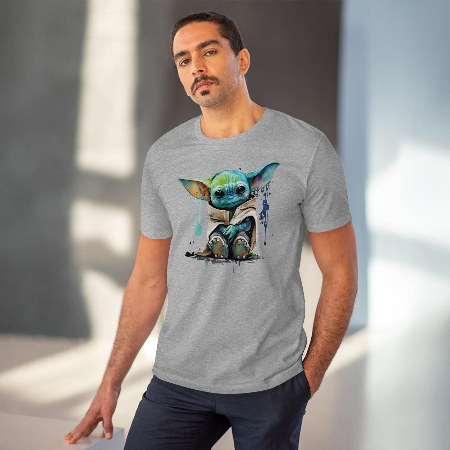 Baby Yoda in Watercolor Style Organic Unisex T-Shirt - Add Some Cute and Eco-Friendly Style to Your Wardrobe