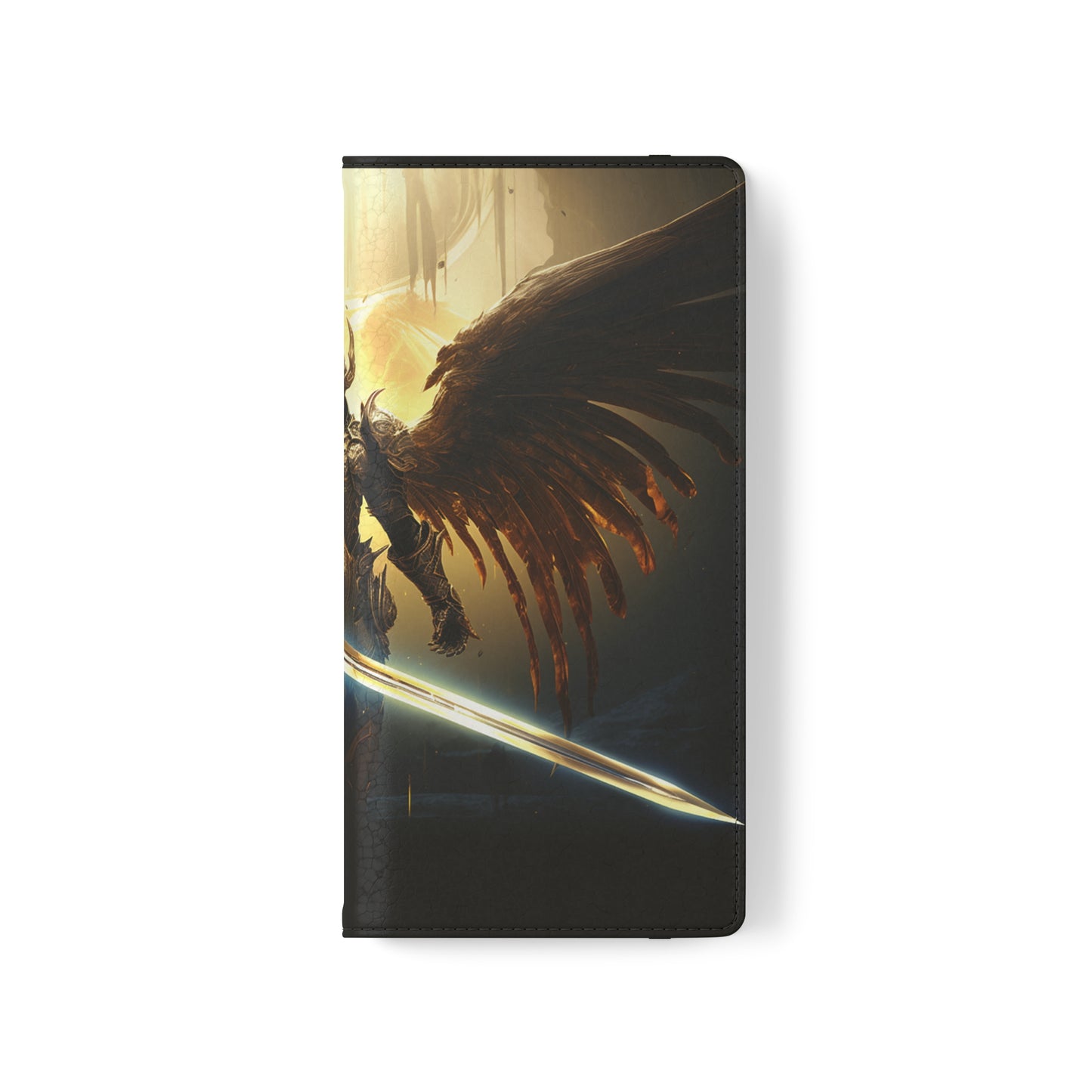 Dark Angel Flip Phone Case: Guardian with Sword