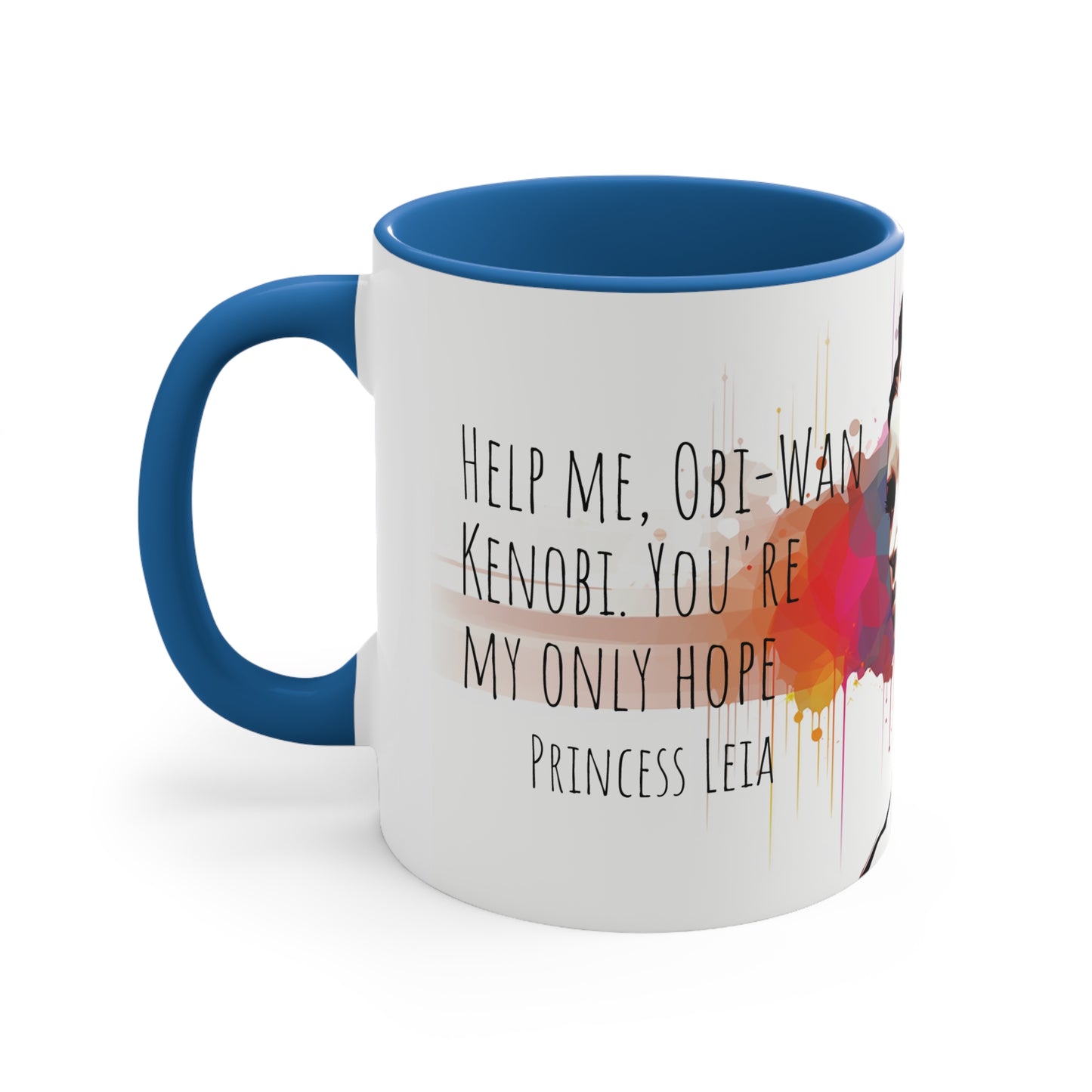 Princess Leia Geometric Bicolor Mug - A Beacon of Hope: Help Me, Obi-Wan Kenobi - Star Wars