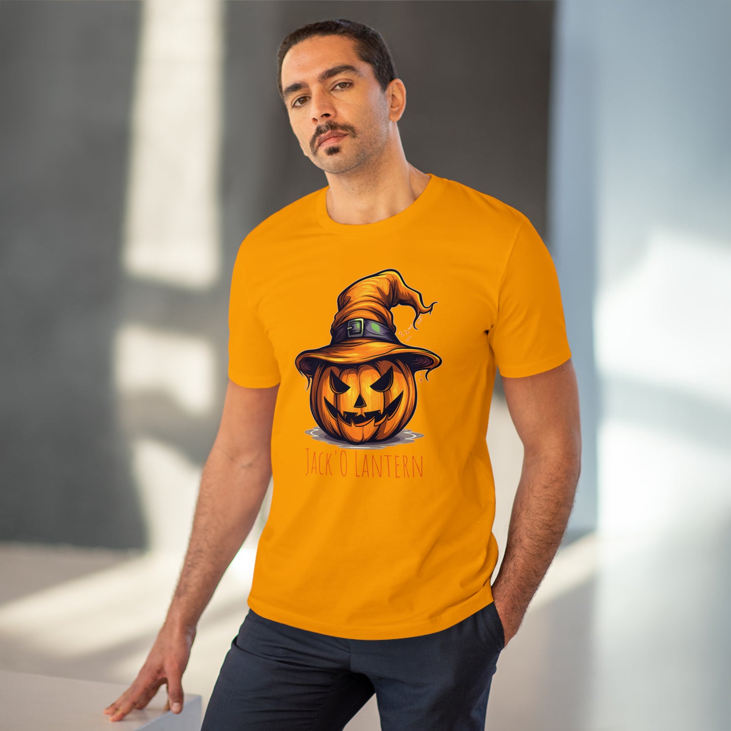 Eco-friendly Jack O Lantern Tee: Funny Pumpkin Halloween Sorcerer Edition