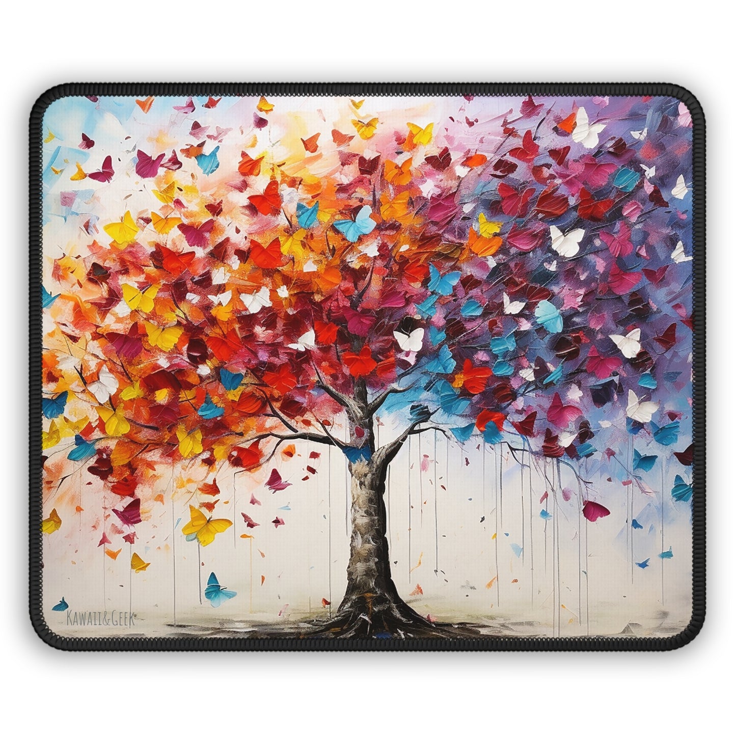 Vibrant Butterfly-Leaf Tree Mouse Pad