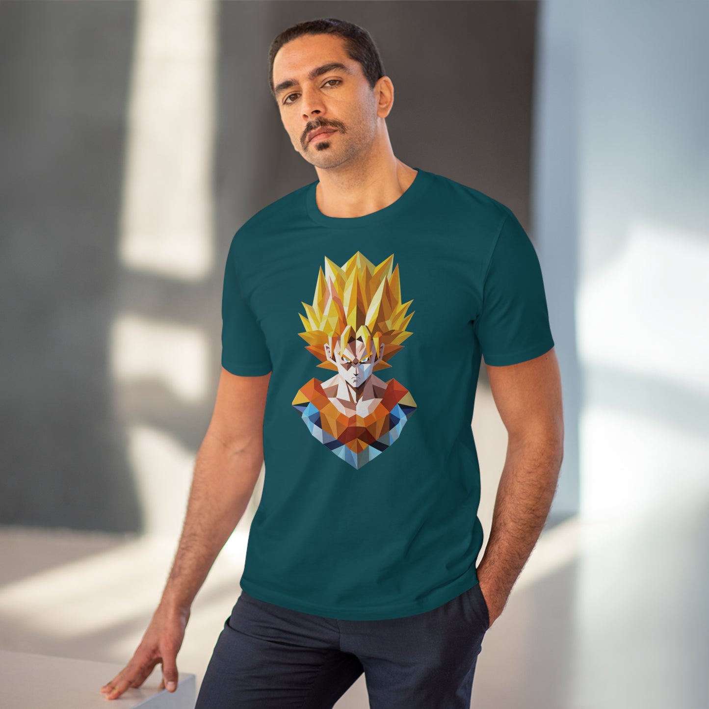 San Goku Super Saiyan Polygonal T-Shirt - Embrace Legendary Power