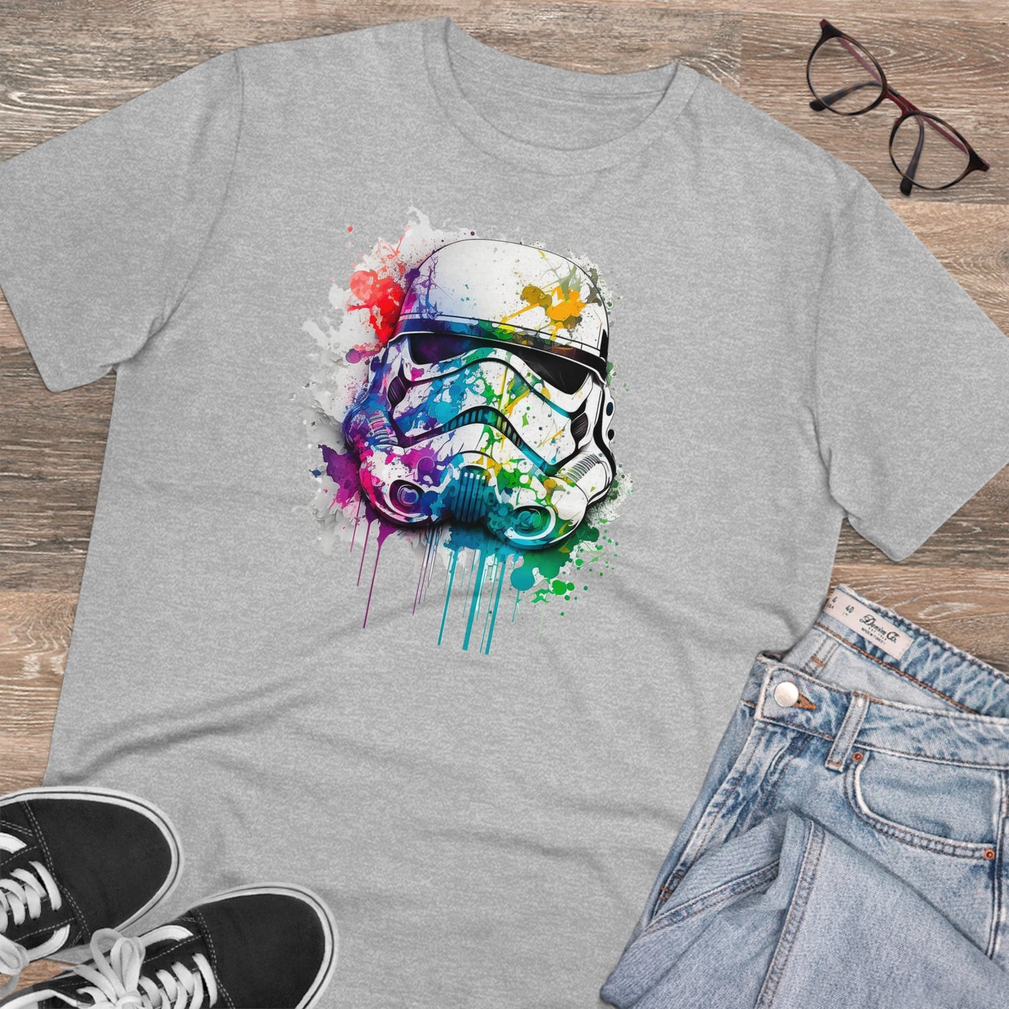 Storm Trooper in Watercolor Style Organic Unisex T-Shirt - Add Some Unique and Eco-Friendly Style to Your Wardrobe