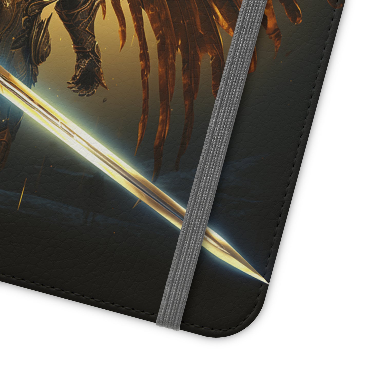 Dark Angel Flip Phone Case: Guardian with Sword